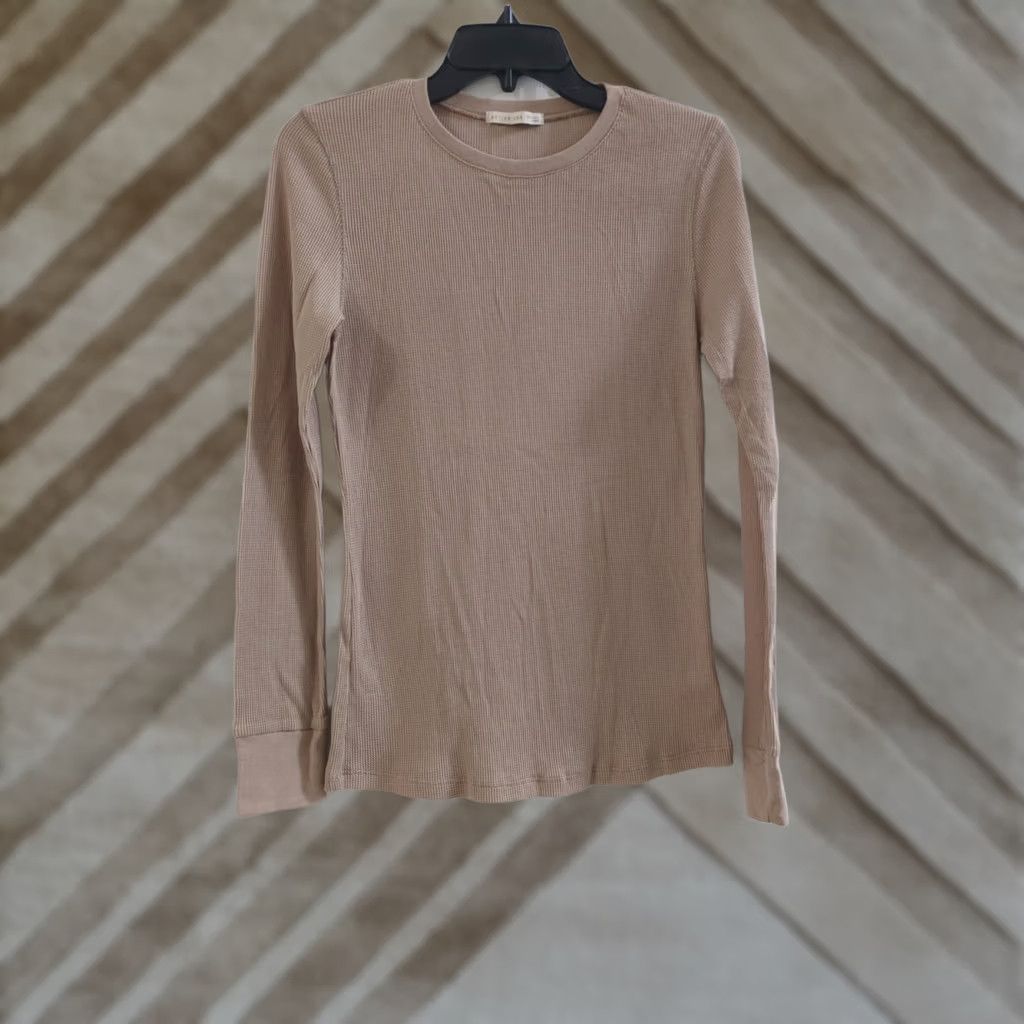 Vintage Active USA Long Sleeve Crew Neck Thermal Top L Women Beige USA Winter Basic Shirt Mens? Womens Size L / US 10 / IT 46 - 1 Thumbnail