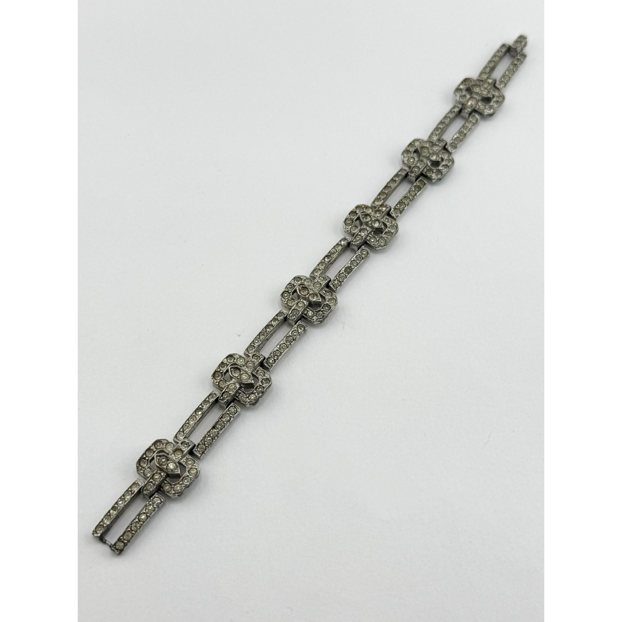 Vintage Estate art deco pave rhinestone bracelet Size ONE SIZE - 7 Thumbnail