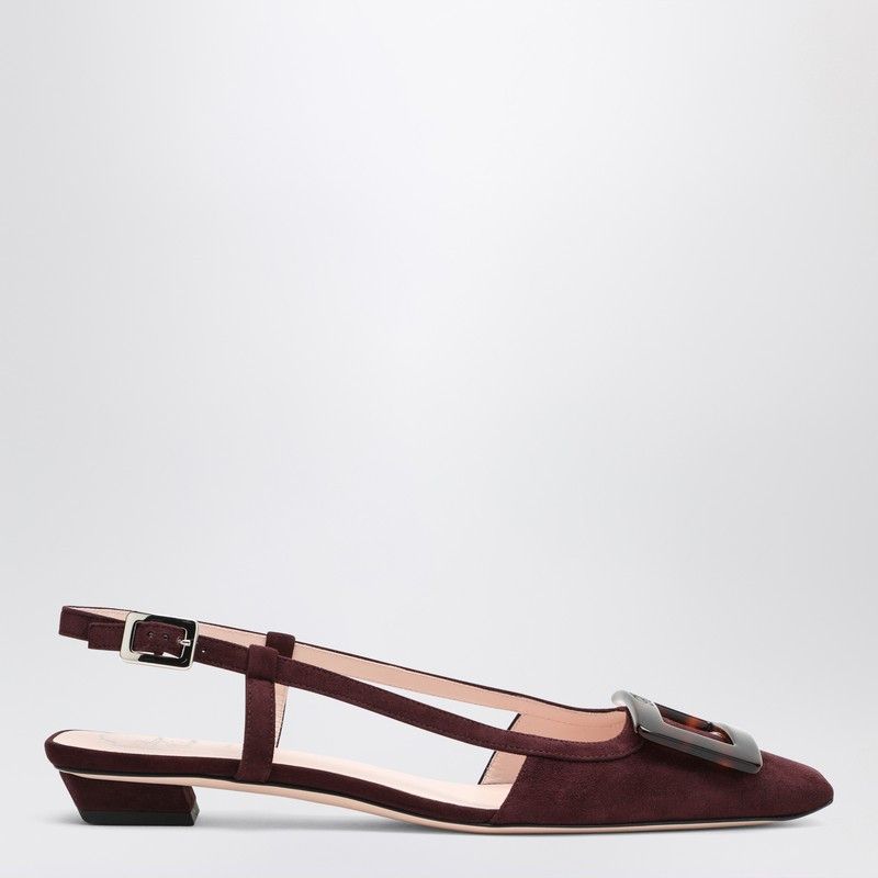 Roger Vivier Roger Vivier Belle Vivier Bordeaux Suede Slingback Flats Size US 6 / IT 36 - 1 Thumbnail