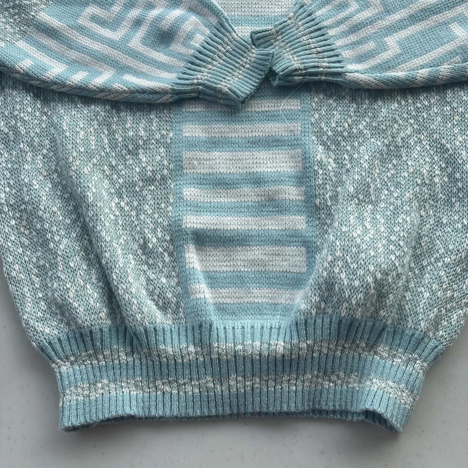 Other In Private Preppy Sweater Vintage Blue White Pattern Knit Size M / US 6-8 / IT 42-44 - 3 Thumbnail