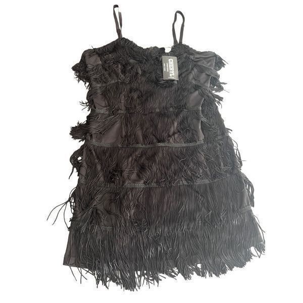 Vintage Vintage style Fringe Detail Cami Bodycon Dress size L Size L / US 10 / IT 46 - 6 Thumbnail