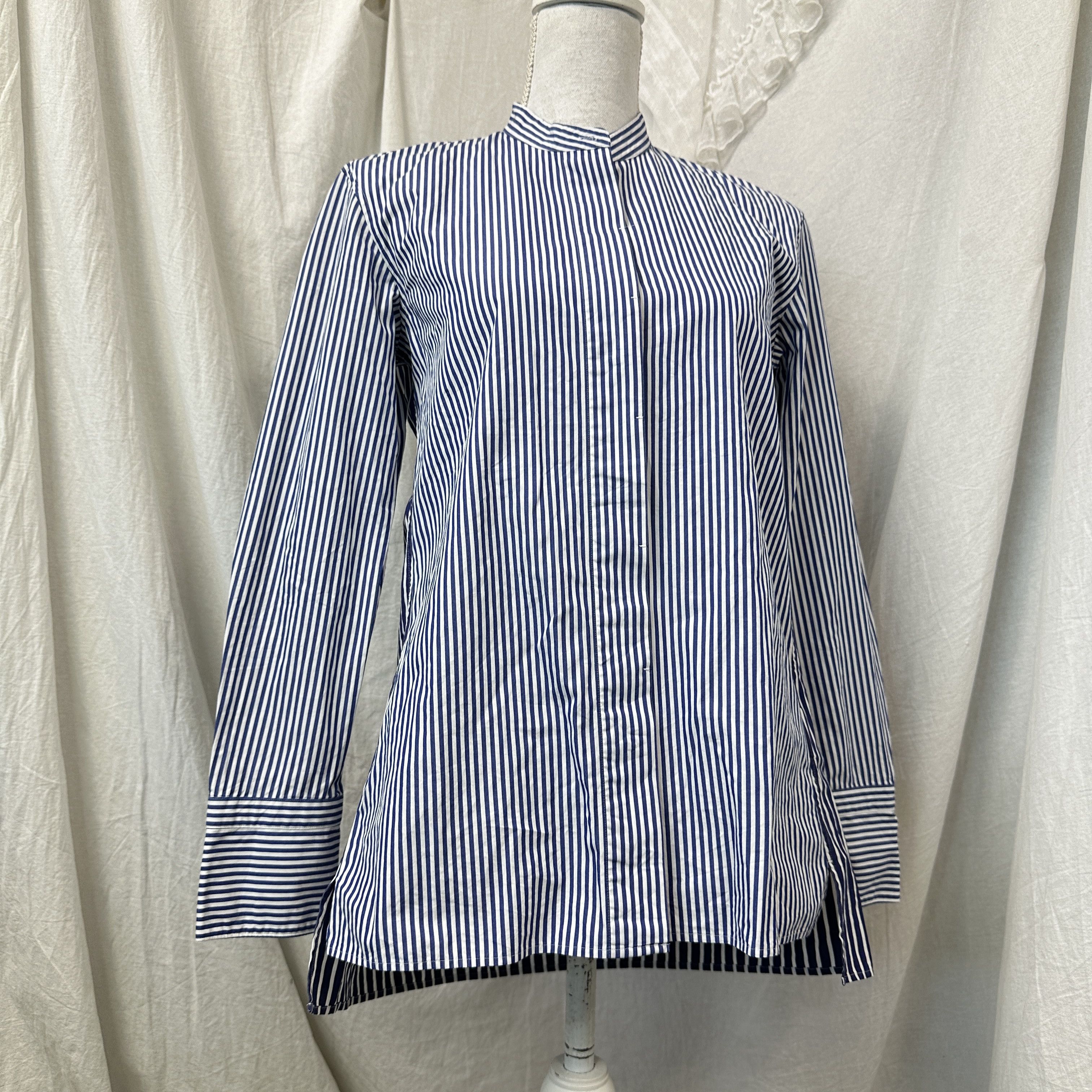 Jil Sander Vintage Striped Stand-Up Collar Jil Sander x Uniqlo Shirt Size XS / US 0-2 / IT 36-38 - 1 Thumbnail