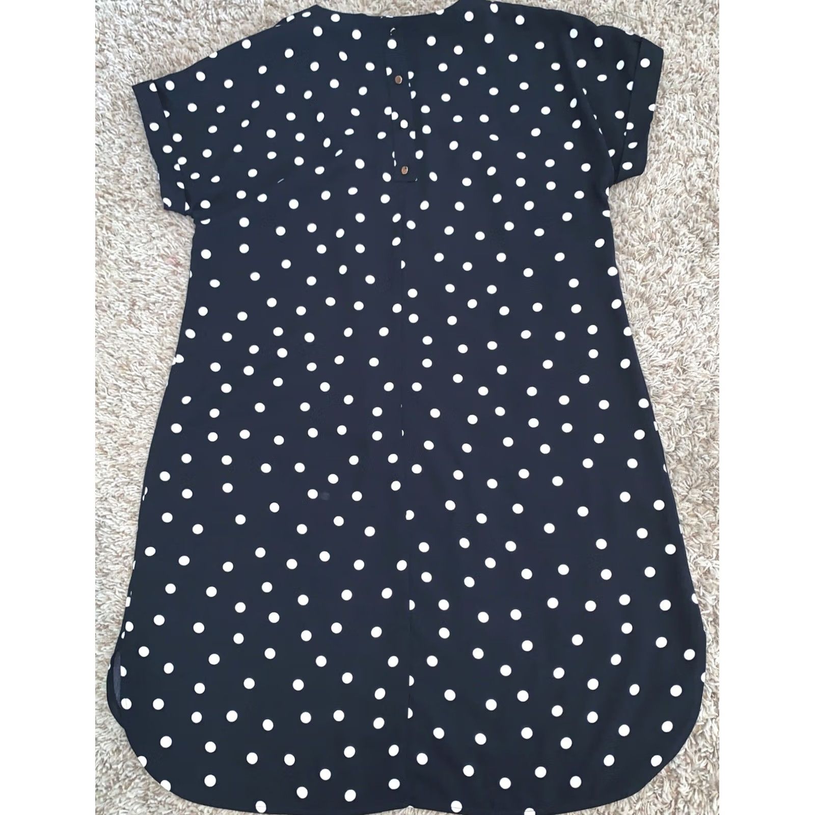 Vintage A New Day Dress Polka Dot Short Sleeve V-Neck XL Black White Shift" Size XL / US 12-14 / IT 48-50 - 7 Thumbnail