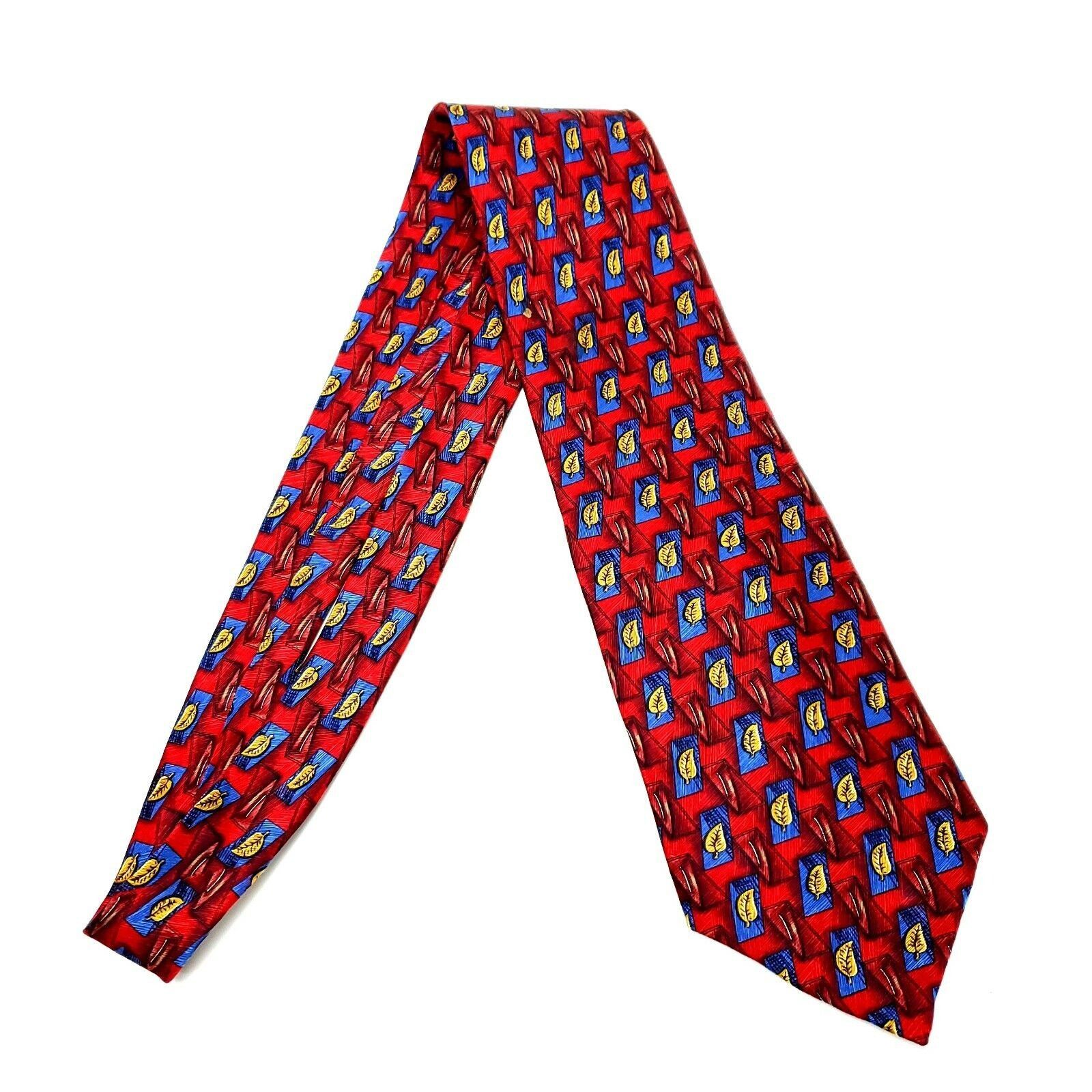 Vintage Ferrell Reed Silk Tie Print Red Wide Geometric Leaf Abstract Size ONE SIZE - 6 Thumbnail