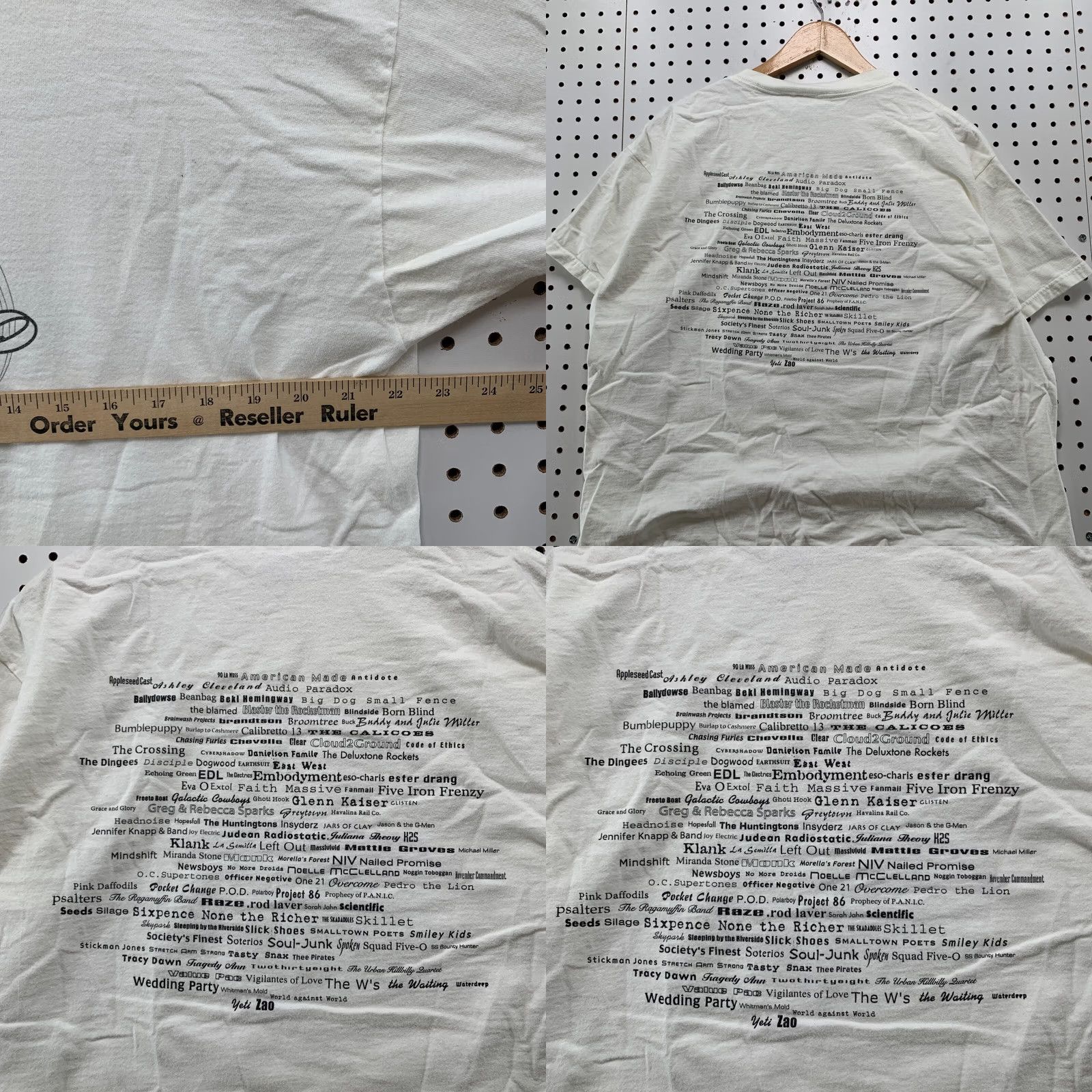 Fruit Of The Loom VINTAGE Cornerstone Shirt XL White Music Band 90s Short Sleeve 22.5x25.5 Mens Size US XL / EU 56 / 4 - 9 Thumbnail