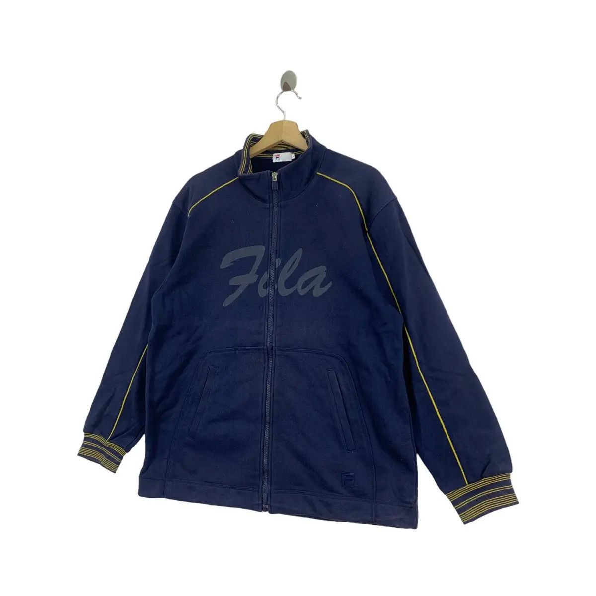 Fila Vtg FILA BIELLA ITALIA Sportiva Big Logo Blue Zipper Sweater Size L / US 10 / IT 46 - 3 Thumbnail