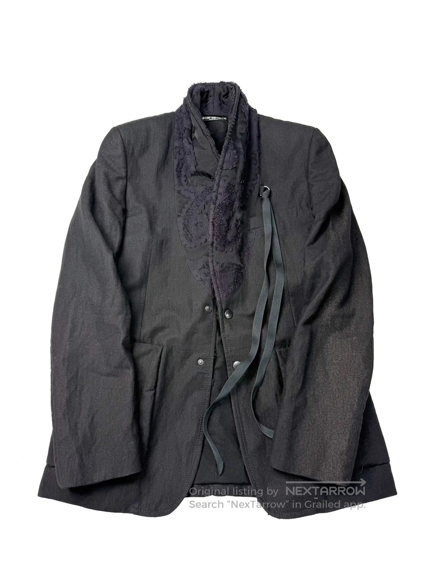 Ann Demeulemeester elegance in black with lambswool collar. Size S / US 4 / IT 40 - 1 Thumbnail