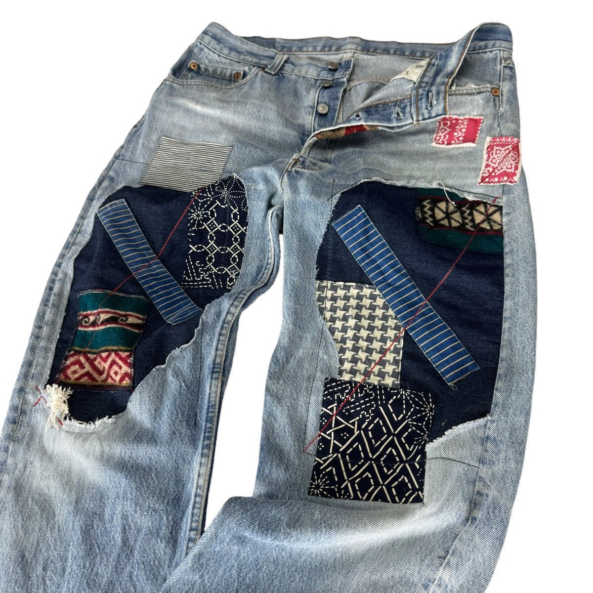 Levi's ☀️80s LEVI’S 501 PATCHWORK DENIM JEANS PANTS Size US 32 / EU 48 - 3 Thumbnail