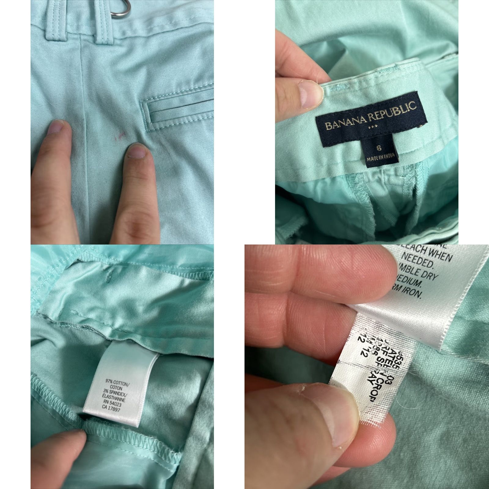 Banana Republic VINTAGE Banana Republic Womens Size 6 Sateen Crop Pants Surf Spray Light Blue 30x25 Size 28" / US 6 / IT 42 - 9 Thumbnail