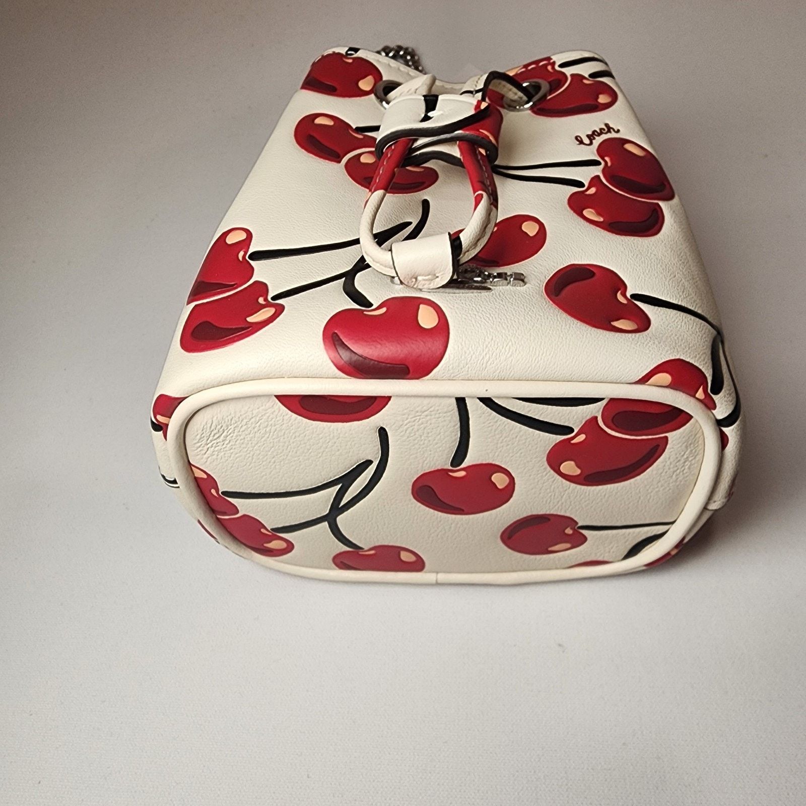 Coach NWT COACH CZ030 Drawstring Wristlet Cherry Print Chalk Multi Size ONE SIZE - 6 Thumbnail