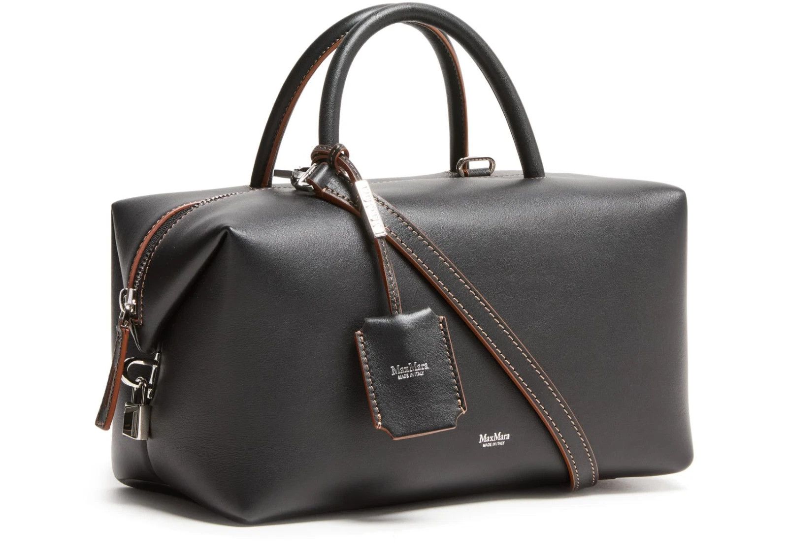 Max Mara MAX MARA Medium Black Leather Top Handle Holdall New Size ONE SIZE - 2 Thumbnail