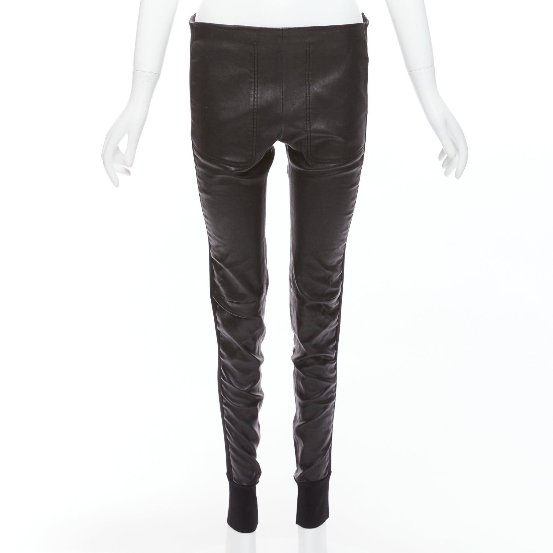 Balenciaga BALENCIAGA LEATHER 2011 black lambskin blend moto cuffed pants FR40 L Size 30" / US 8 / IT 44 - 1 Thumbnail