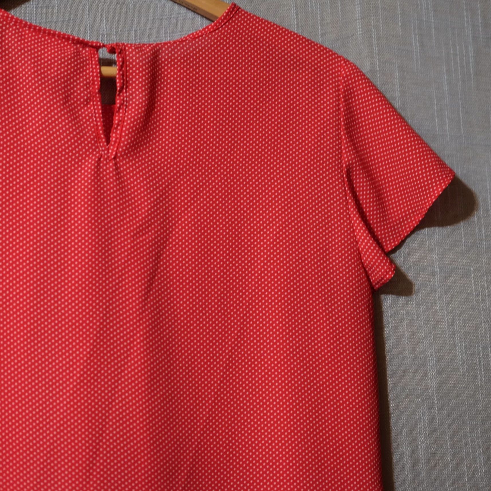 Liz Claiborne Liz Claiborne Blouse Short Sleeve Women's L Red/White Polka Dots Shirt Size L / US 10 / IT 46 - 7 Thumbnail