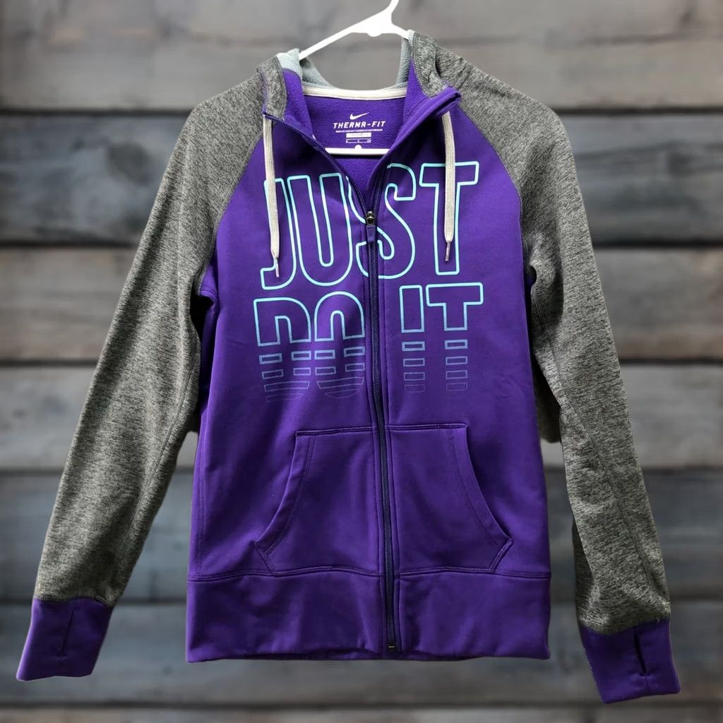 Nike Nike Therma-FIT Full-Zip Hoodie Mens Purple Just Do It Graphic 100% Polyester S Regular Womens? Size US S / EU 44-46 / 1 - 1 Thumbnail