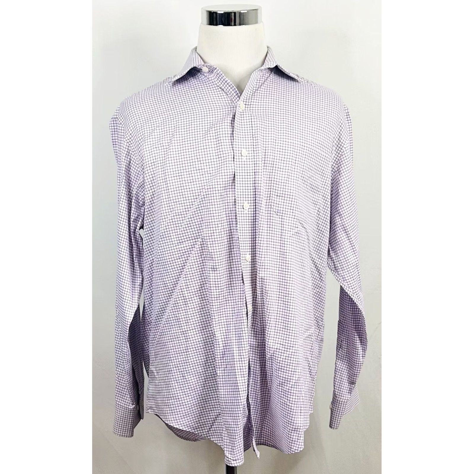 Ralph Lauren Ralph Lauren LRL 17 34/35 Classic Fit Non Iron Dress Shirt Purple Plaid Cotton Size 46R - 2 Thumbnail