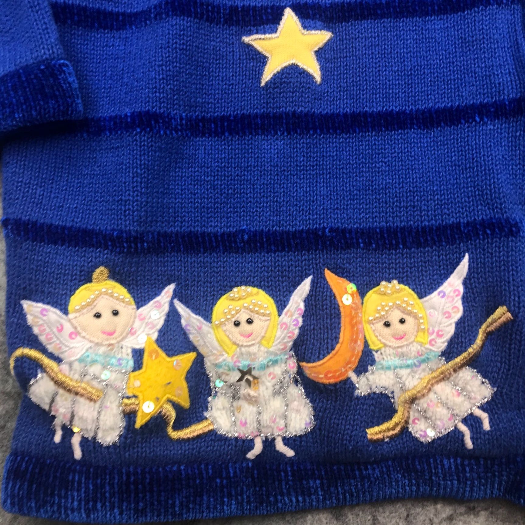 Quacker Factory VINTAGE Quacker Factory Sweater Size 1X Blue Embellished Angels Starry Night Womens Size XL / US 12-14 / IT 48-50 - 5 Thumbnail