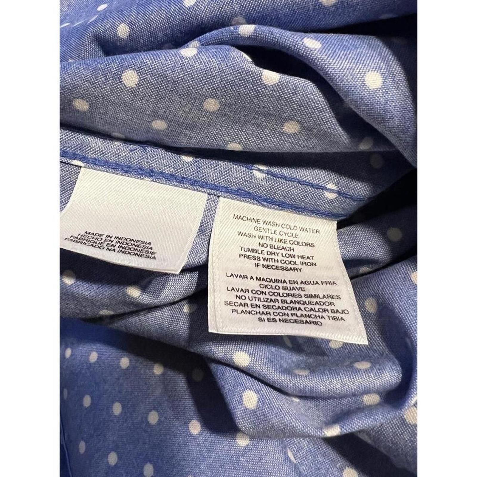 Jones New York JONES NEW YORK S Blue Polka Dot Button Front Preppy Retro Size S / US 4 / IT 40 - 7 Thumbnail