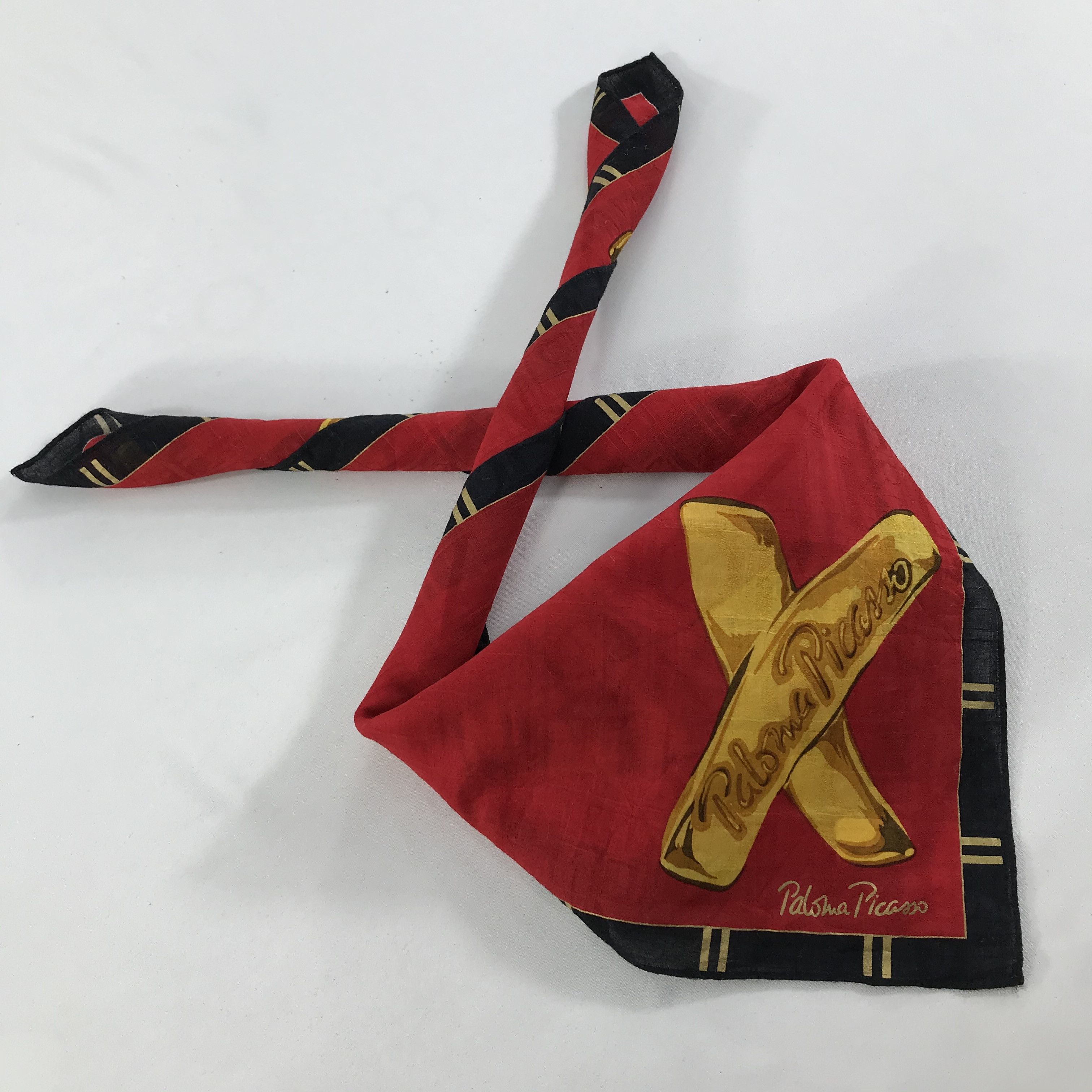 Paloma Picasso × Vintage Paloma Picasso Bandana / Handkerchief / Neckerchief - S1378 Size ONE SIZE - 4 Thumbnail