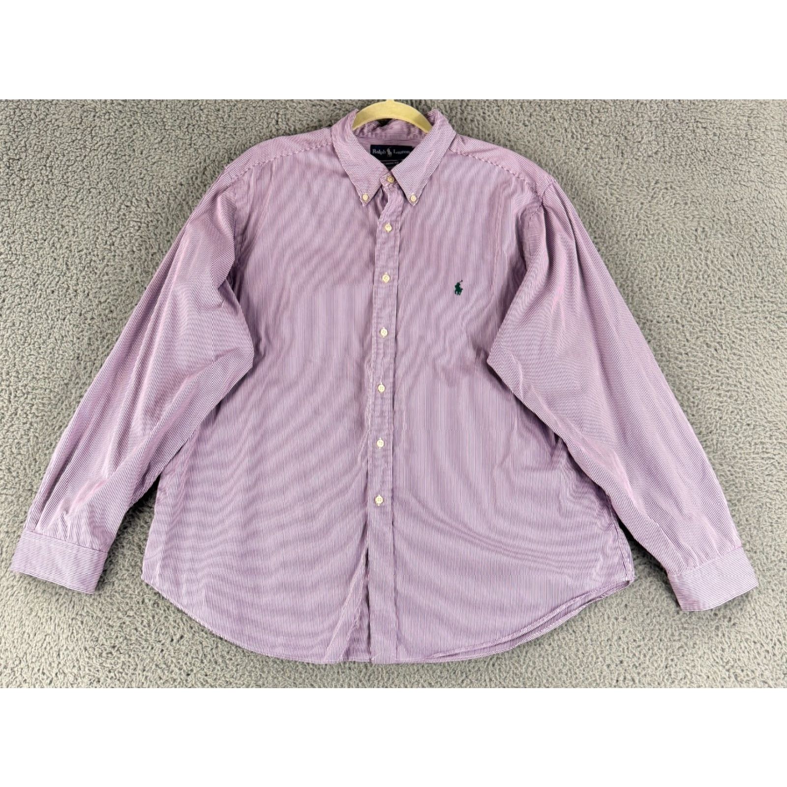 Ralph Lauren Ralph Lauren Button-Down Shirt Mens XXL Purple Stripe Long Sleeve Classic Size US XXL / EU 58 / 5 - 2 Thumbnail