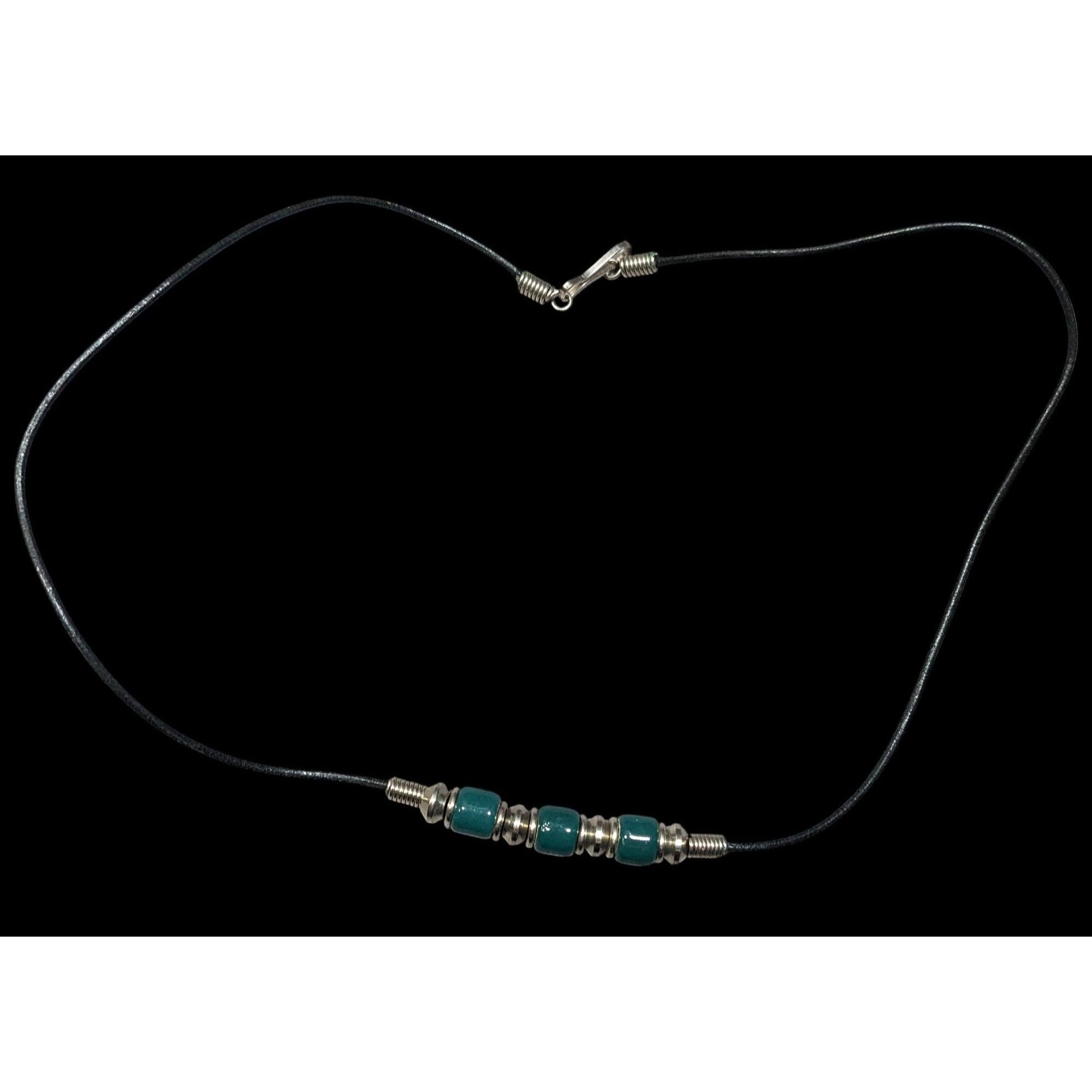 Other 90s Style Teal And Silver Tone Beaded Necklace Size ONE SIZE - 1 Thumbnail