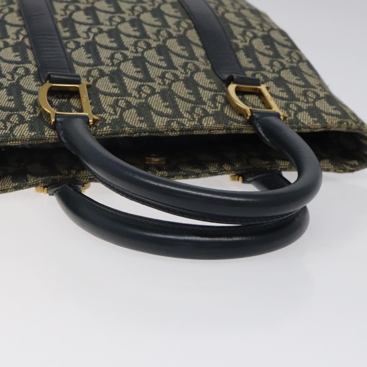 Dior DIOR Trotter Canvas Hand Bag Navy Gold Size ONE SIZE - 7 Thumbnail