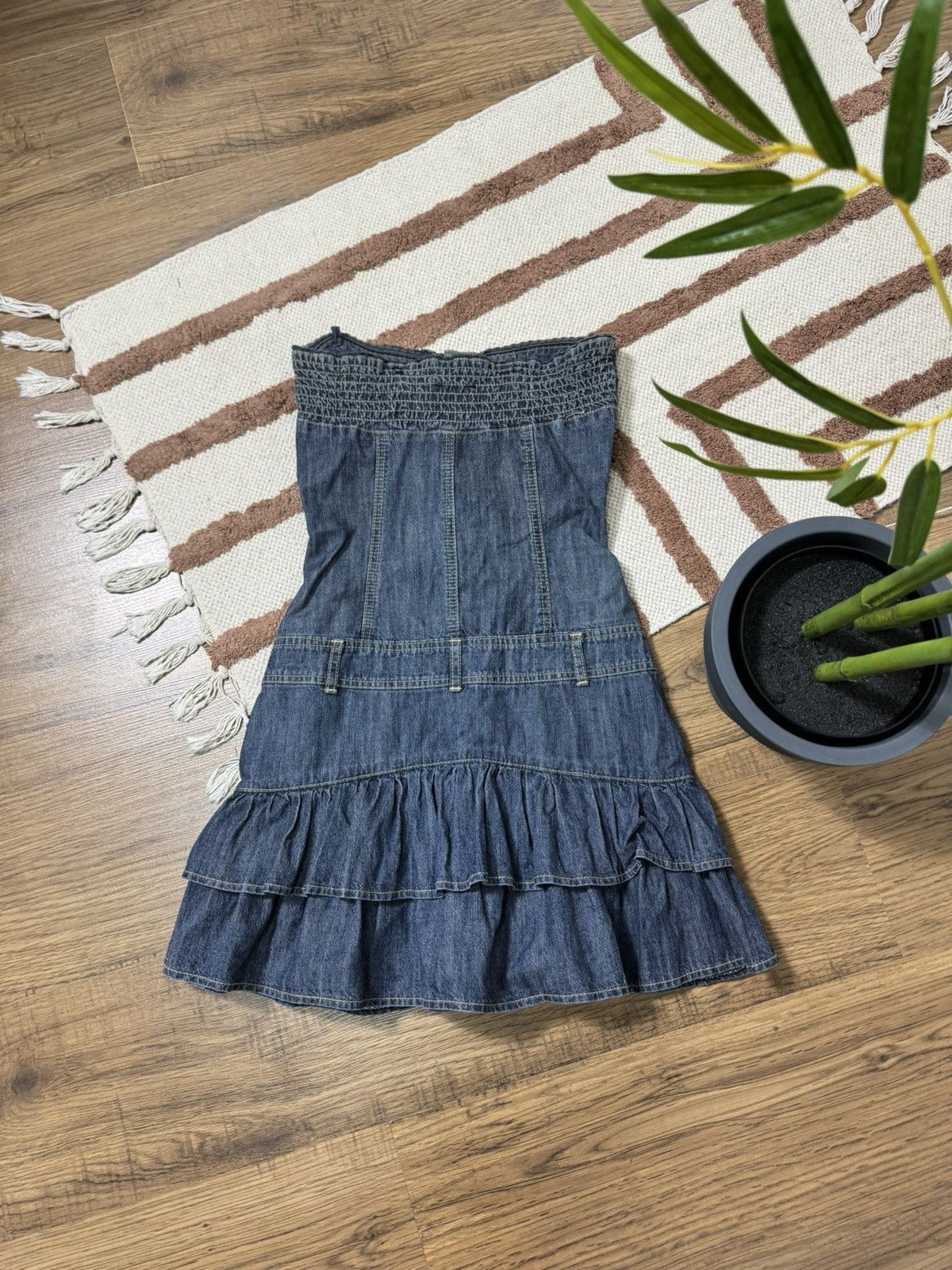 Vintage VINTAGE DENIM MINI OFF SHOULDERS PLEATED DRESS Size XS / US 0-2 / IT 36-38 - 8 Thumbnail