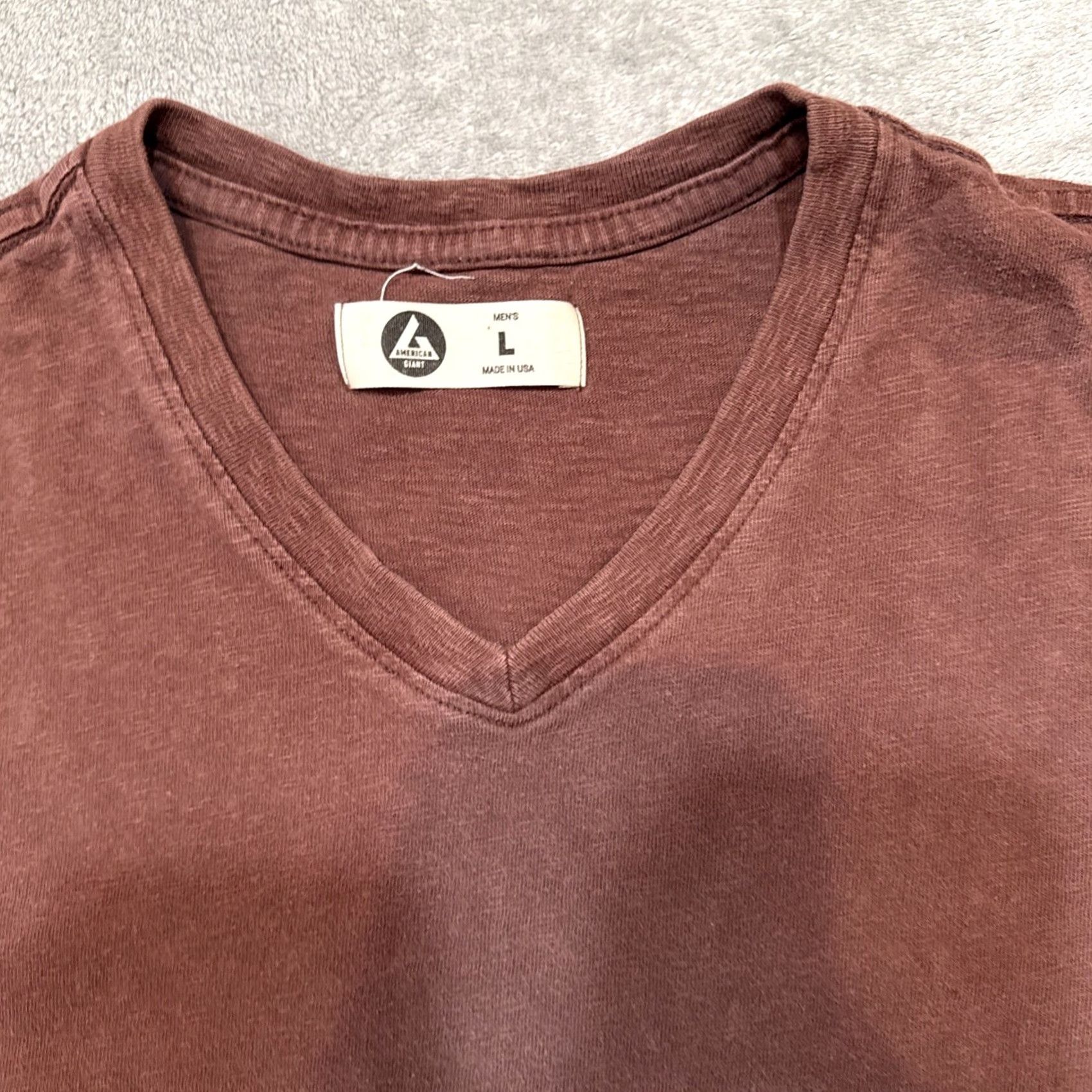 Vintage American Giant T Shirt Mens Large Red Made USA Cotton Preppy Work V Neck Size US L / EU 52-54 / 3 - 3 Thumbnail