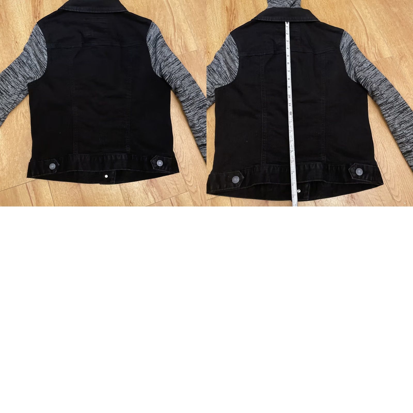 Denime VINTAGE Mudd Denim Jean Hoodie Jacket Womens Small Black Grey Button Front Shirt Hoodie Short Sleeve Mens? Size S / US 4 / IT 40 - 8 Thumbnail