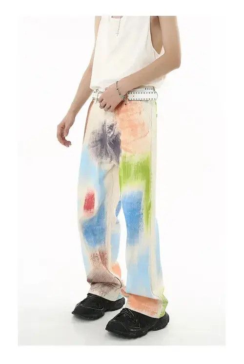 Designer × Japanese Brand Fashion Graffiti Dyed Colored Baggy Jean Size US 30 / EU 46 - 2 Thumbnail