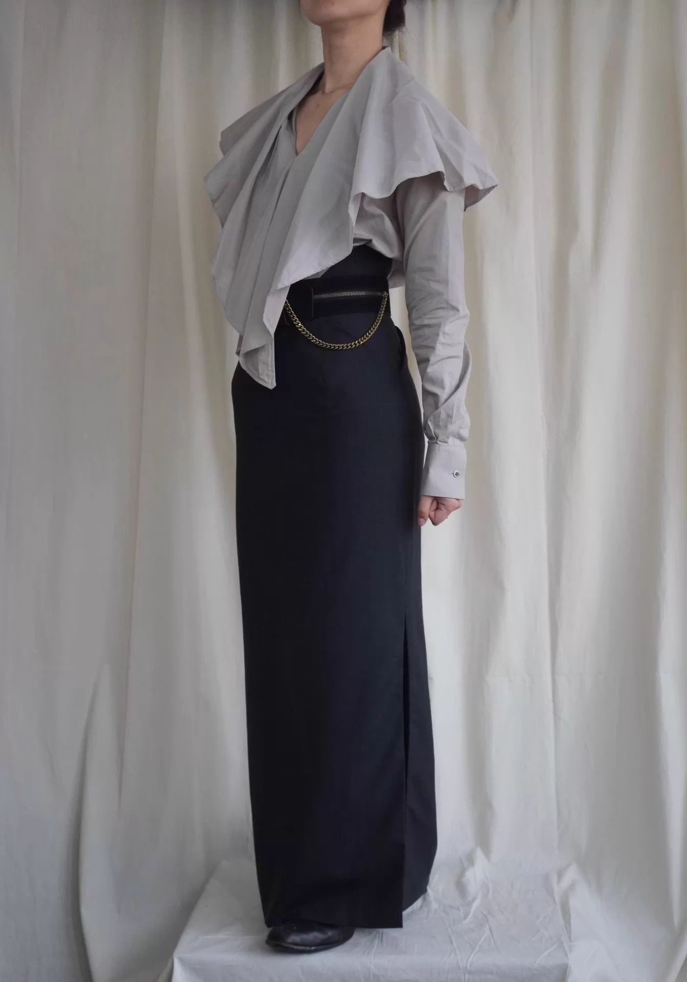 Masaki Matsushima MASAKIMATSUSHIMA 98 Gray Tulle-Collar Shirt Wmn's M Size M / US 6-8 / IT 42-44 - 8 Thumbnail