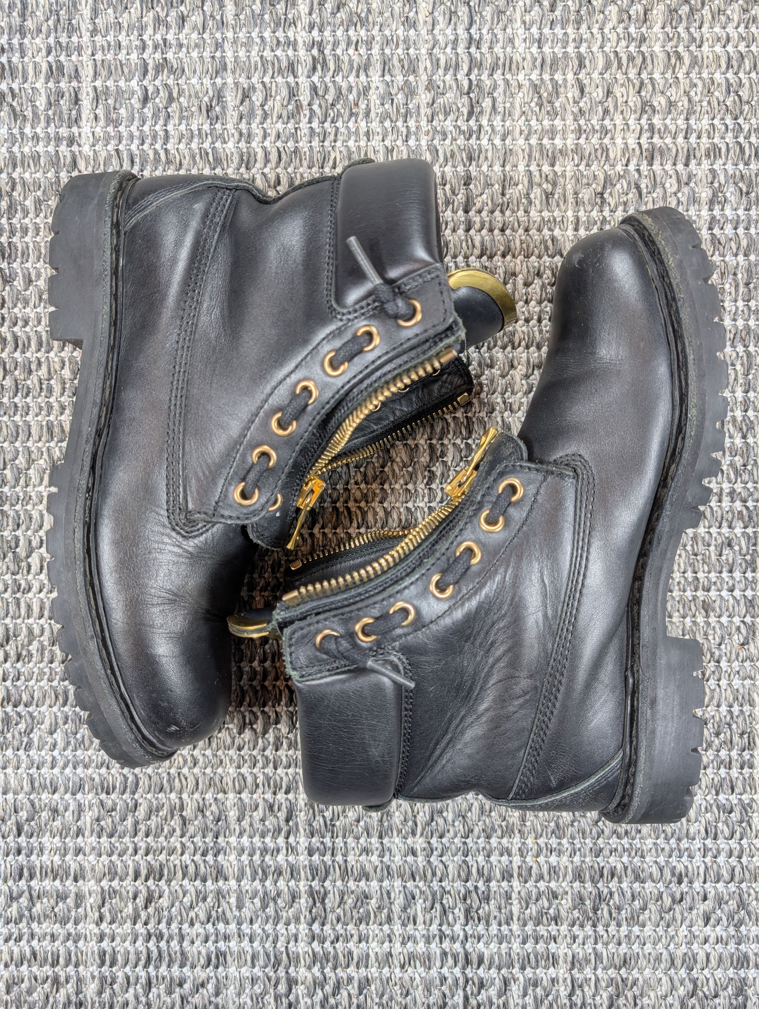 Balmain Balmain Charlie Ranger Gold Plated Black Leather Zip Boots Size US 6 / IT 36 - 6 Thumbnail