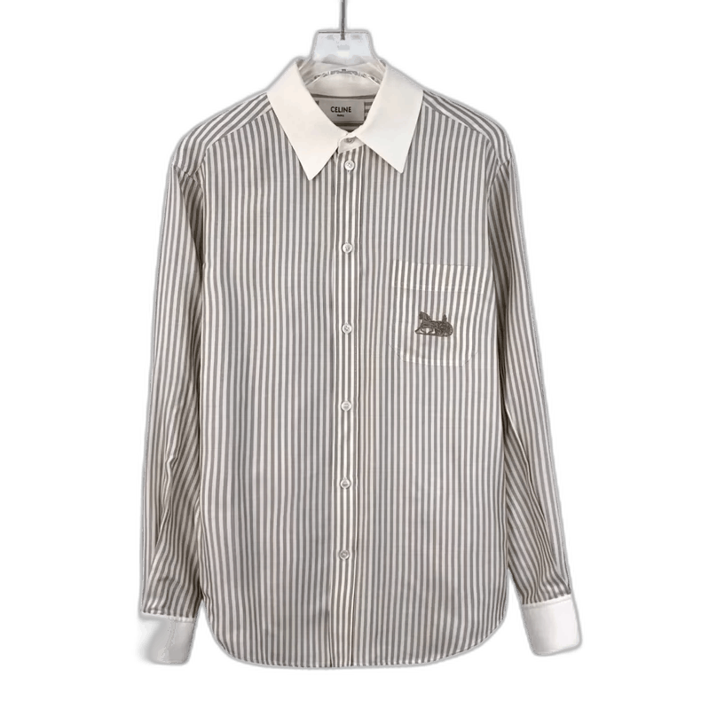 Celine Celine Striped Silk Long Sleeve Button-Up Shirt Size US XS / EU 42 / 0 - 1 Thumbnail