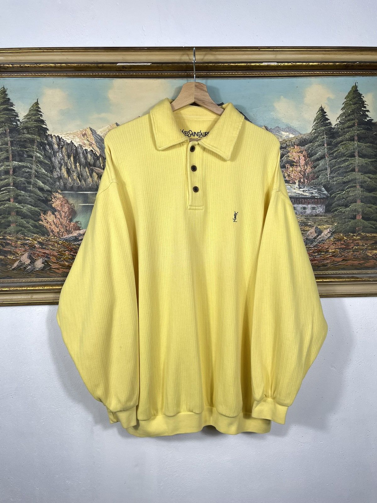 Designer × Vintage × Yves Saint Laurent Yves Saint Laurent YSL vintage 90s polo sweatshirt crewneck Size US XL / EU 56 / 4 - 1 Thumbnail