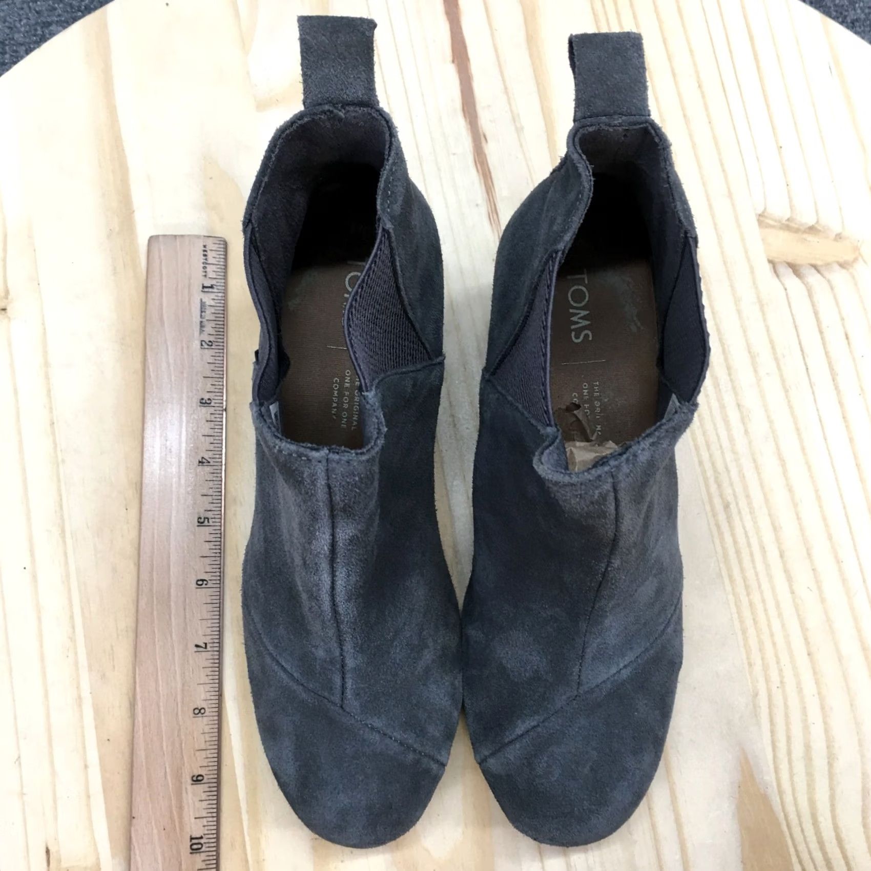 Toms TOMS Boots Womens 8 Kelsey Ankle Wedge Booties Gray Suede Pull On Size US 8 / IT 38 - 6 Thumbnail