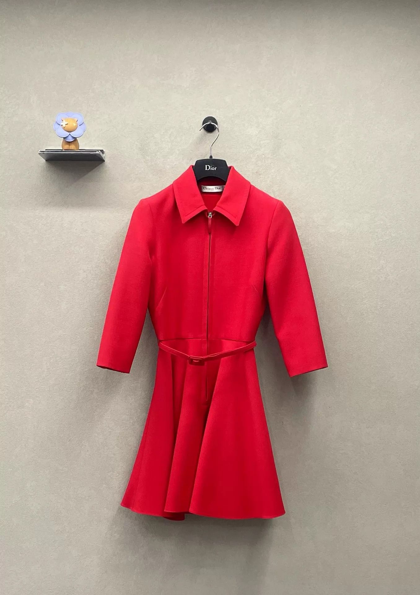 Dior DIOR Red Dress, Neck Zip, Tie Detail, Waist-Accent Size 36 Size XS / US 0-2 / IT 36-38 - 1 Thumbnail