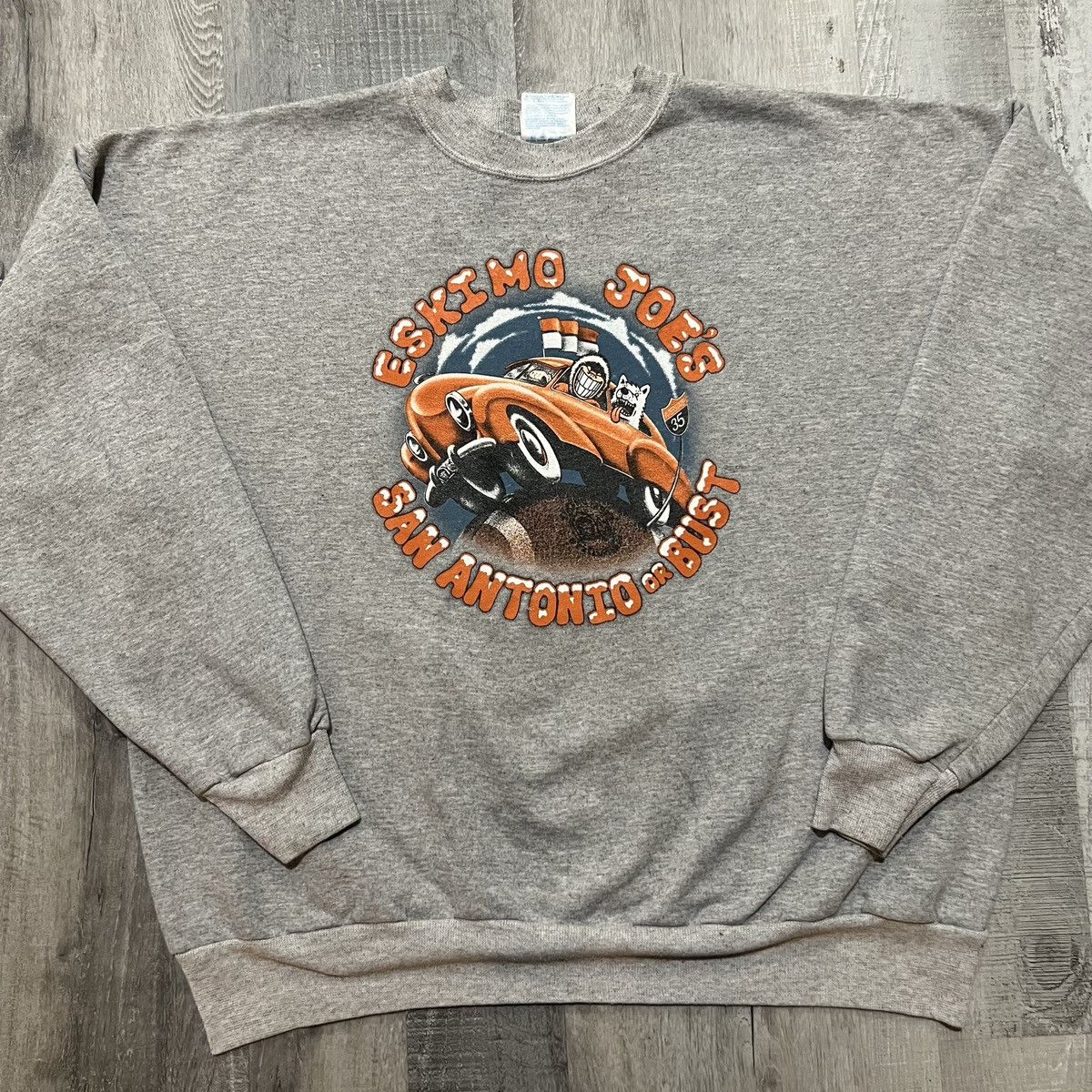 Hanes × Vintage VTG Eskimo Joes San Antonio Grey Lets Go Bowling Sweatshirt Size US XL / EU 56 / 4 - 1 Thumbnail