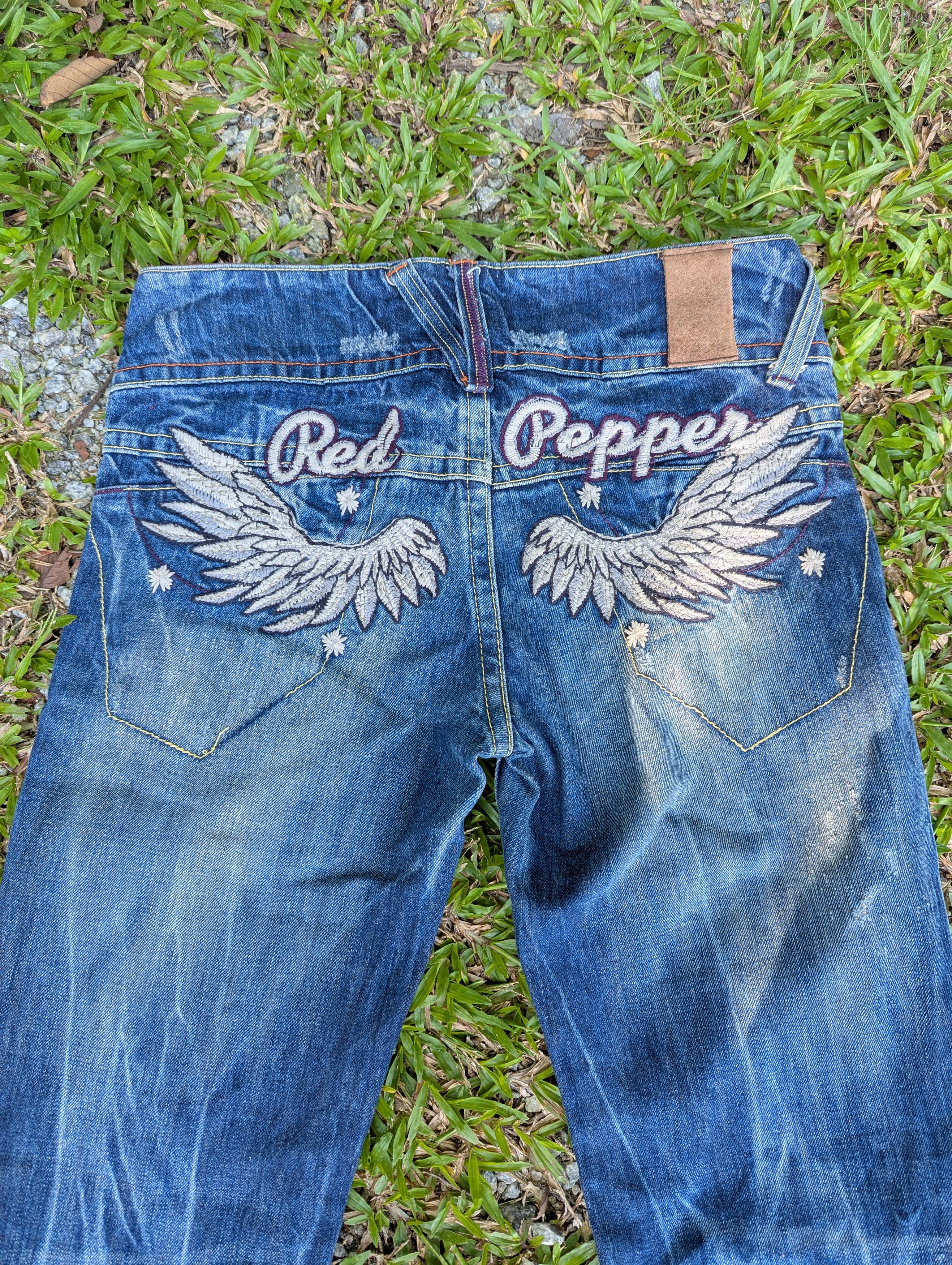 Hysteric Glamour RARE Red Pepper Jeans Angel Wings Embroidery Punk Design Size 33" - 1 Thumbnail