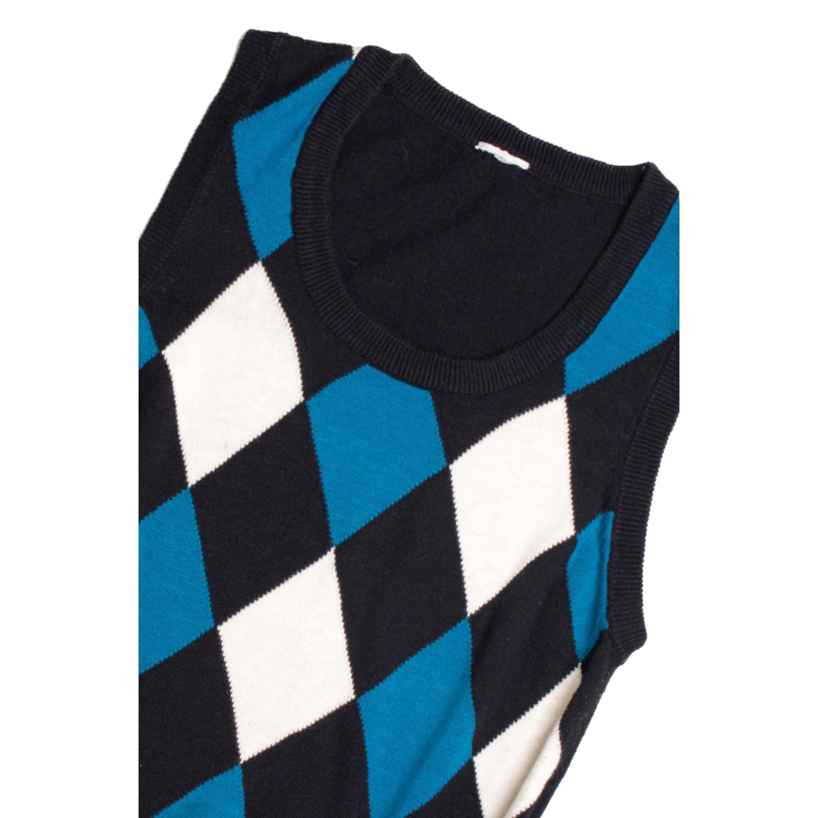Etro VINTAGE Large Black Argyle Vest Diamond Knit Sweater Sleeveless Retro Shirt Womens Size US L / EU 52-54 / 3 - 2 Thumbnail