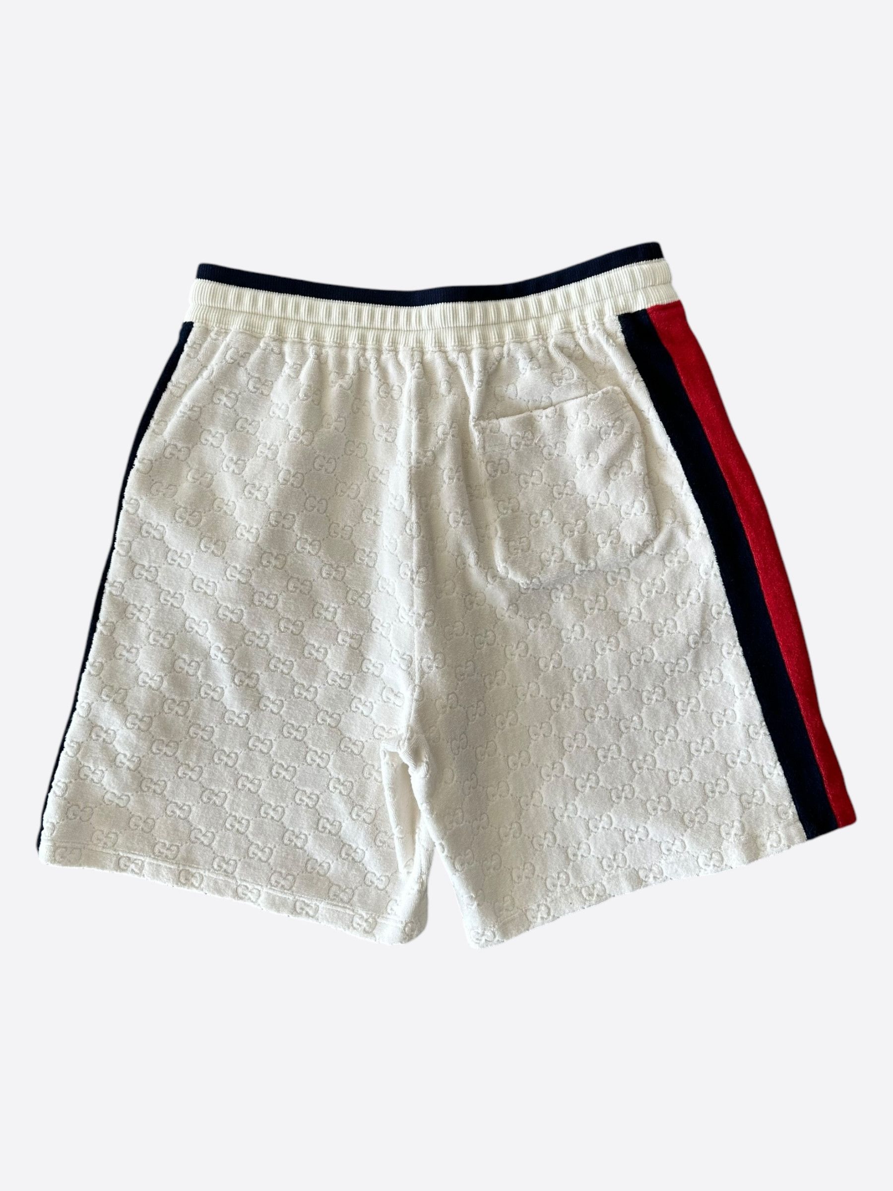 Gucci Gucci White GG Monogram Striped Terry Cloth Shorts Size US 34 / EU 50 - 2 Thumbnail
