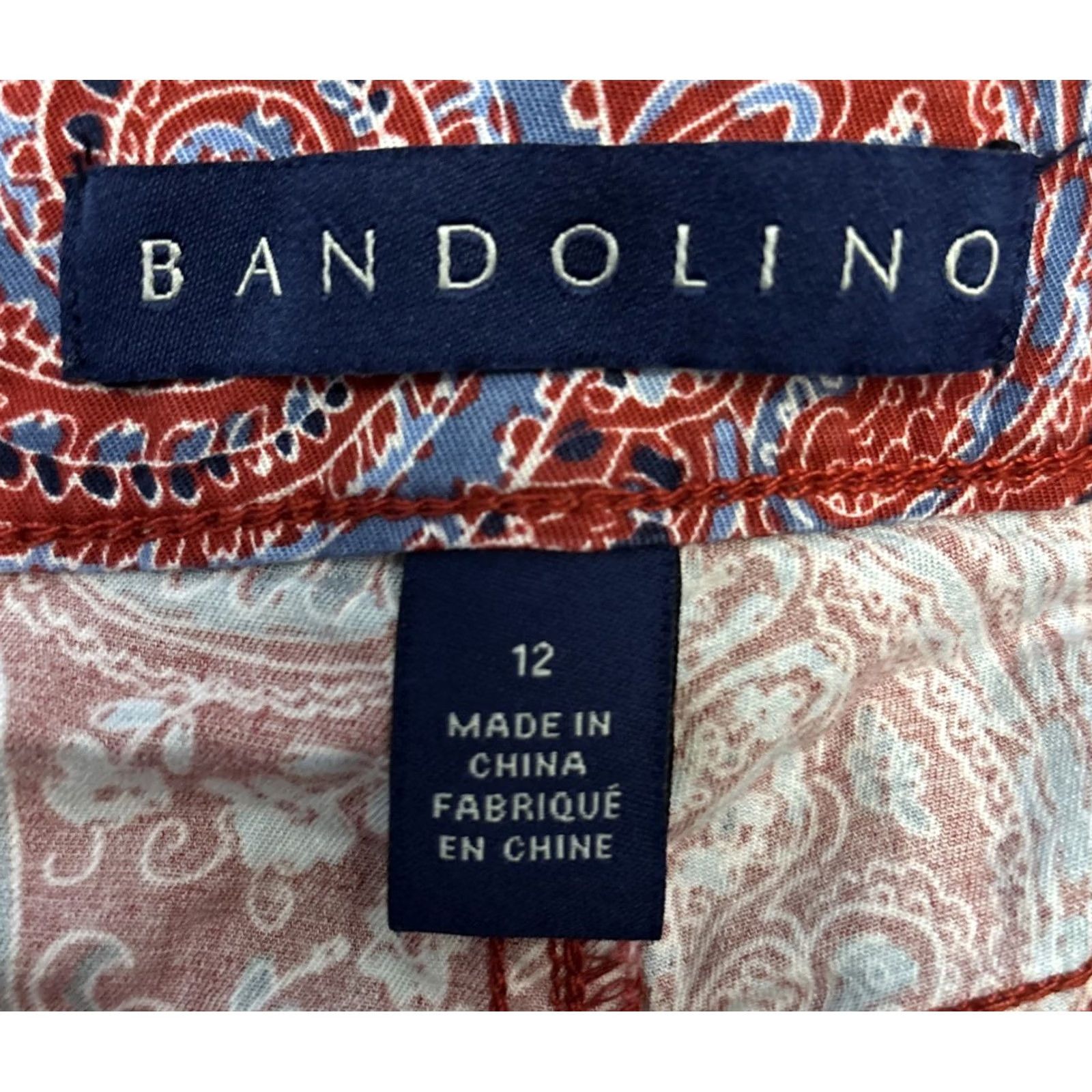 Vintage Bandolino Shorts Womens 12 pockets red blue Paisley Print Amy Missy Size 34" / US 12 / IT 48 - 3 Thumbnail