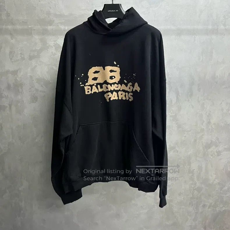 Balenciaga Balenciaga Logo Printed Hooded Pullover Sweater Size US XXL / EU 58 / 5 - 1 Thumbnail