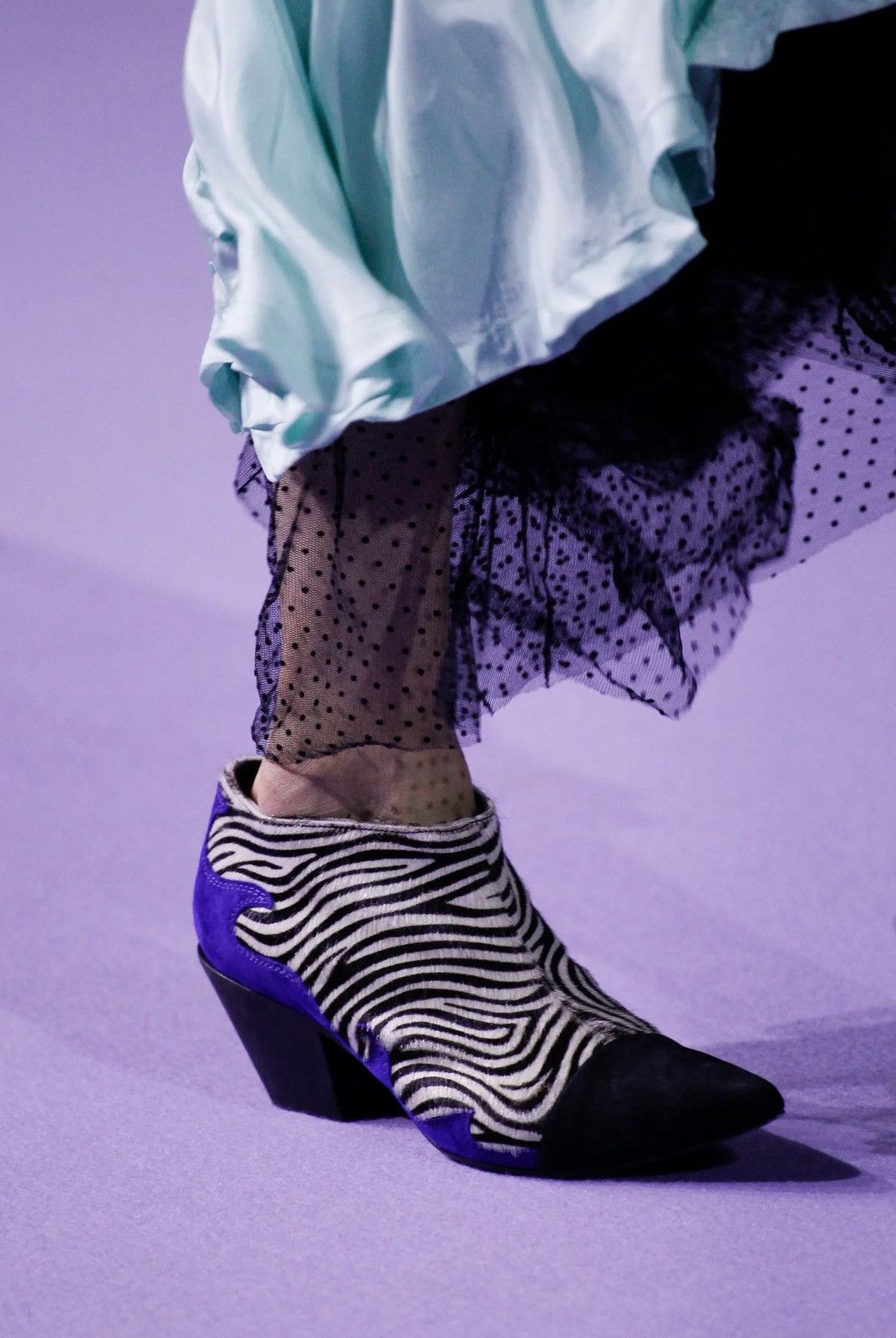 Haider Ackermann SS16 Zebra Ponyhair and Blue Suede Flame Booties Size US 11 / IT 41 - 24 Thumbnail