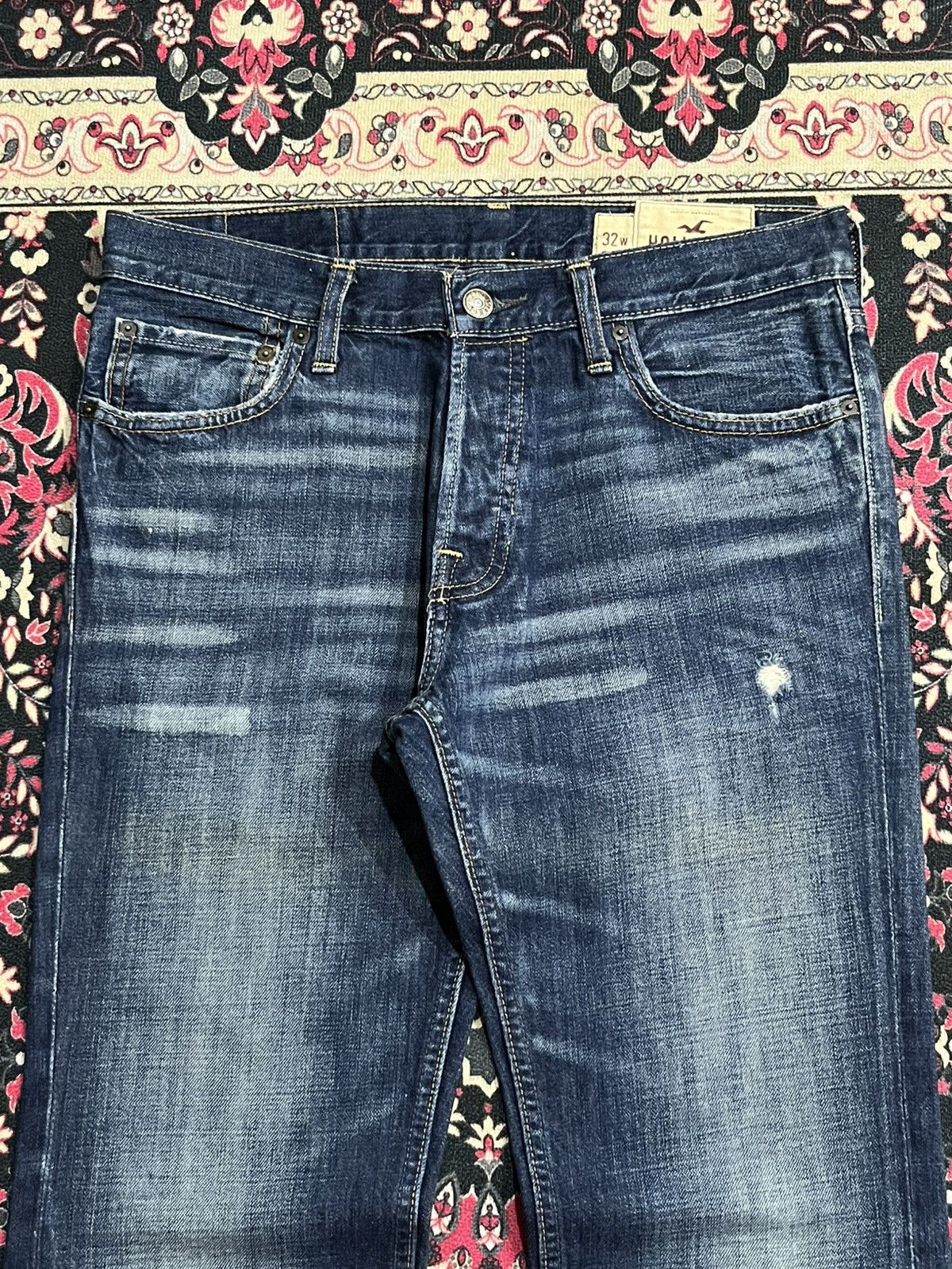 Hollister × Midwest Kids Hollister Boomer Low Rise Slim Bootcut Dark Blue Flare Jeans Size US 32 / EU 48 - 4 Thumbnail