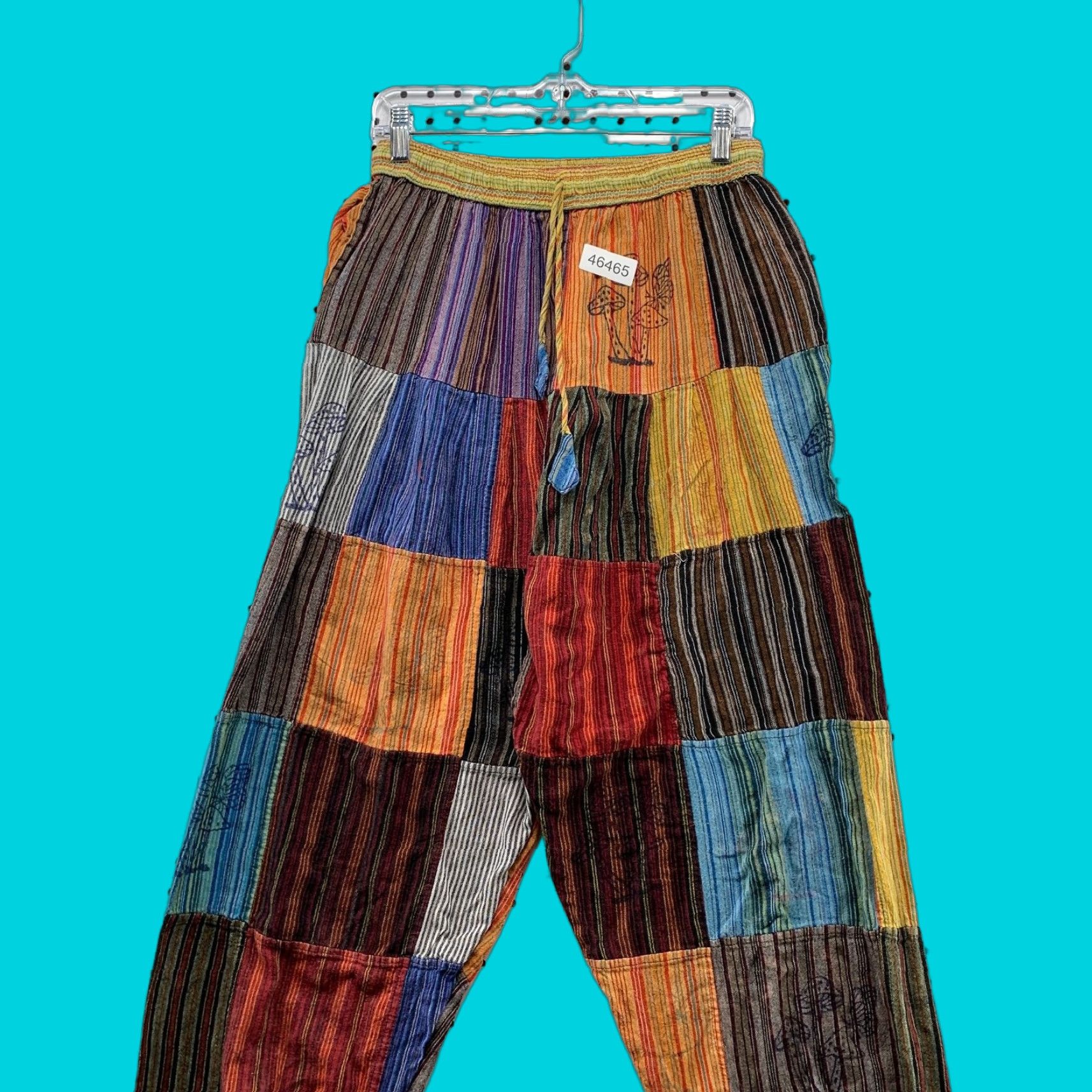 Vintage Rising International Patchwork Cotton Jogger Pants XL Women White Hippie Mushrooms Patchwork Style Jogger 90s Bohemian Fashion Womens Size 40" / US 18 - 1 Thumbnail