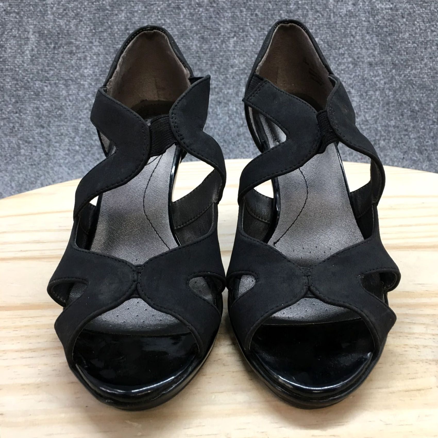 Vintage LifeStride Heels Womens 10 M Pump Black Cut Out Peep Toe Slip On Cone Heels Size US 10 / IT 40 - 4 Thumbnail