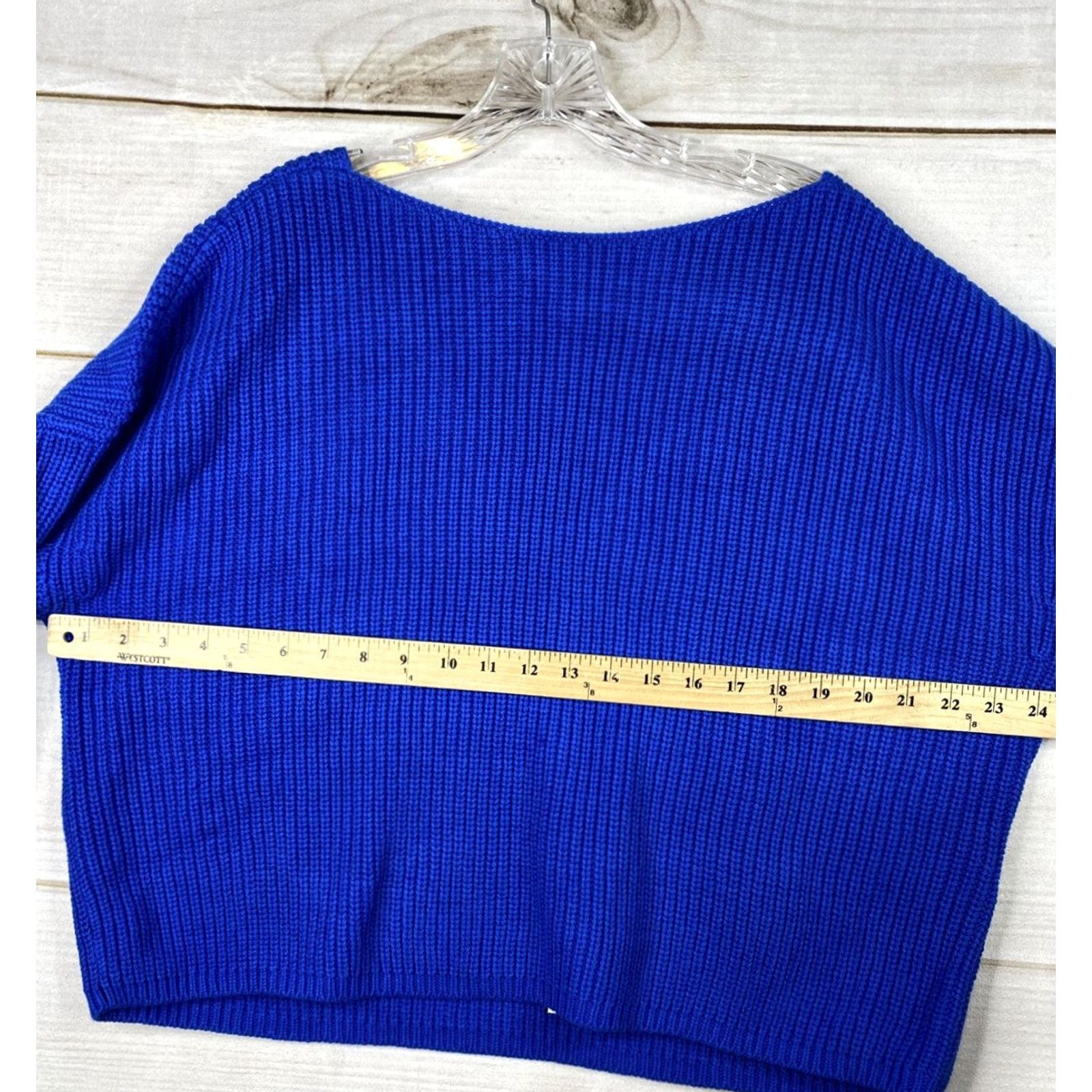 Bar III Bar III Sweater Womens PL Blue Open Back Long Sleeve Stretch Cable Knit NWT Size L / US 10 / IT 46 - 5 Thumbnail