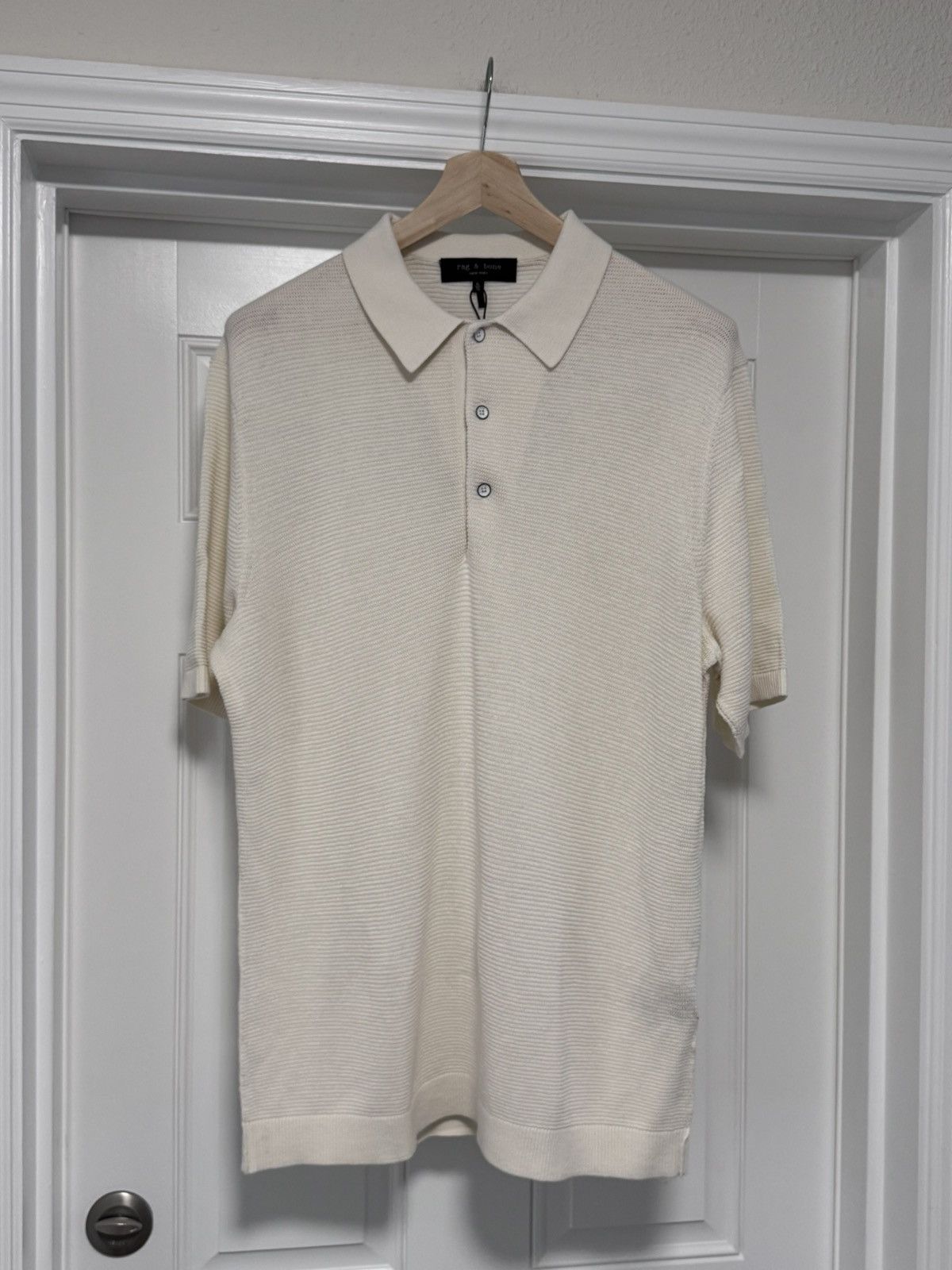 Rag & Bone rag & bone Lewis Polo Ivory Knit Sweater Shirt NWT XL Size US XL / EU 56 / 4 - 4 Thumbnail