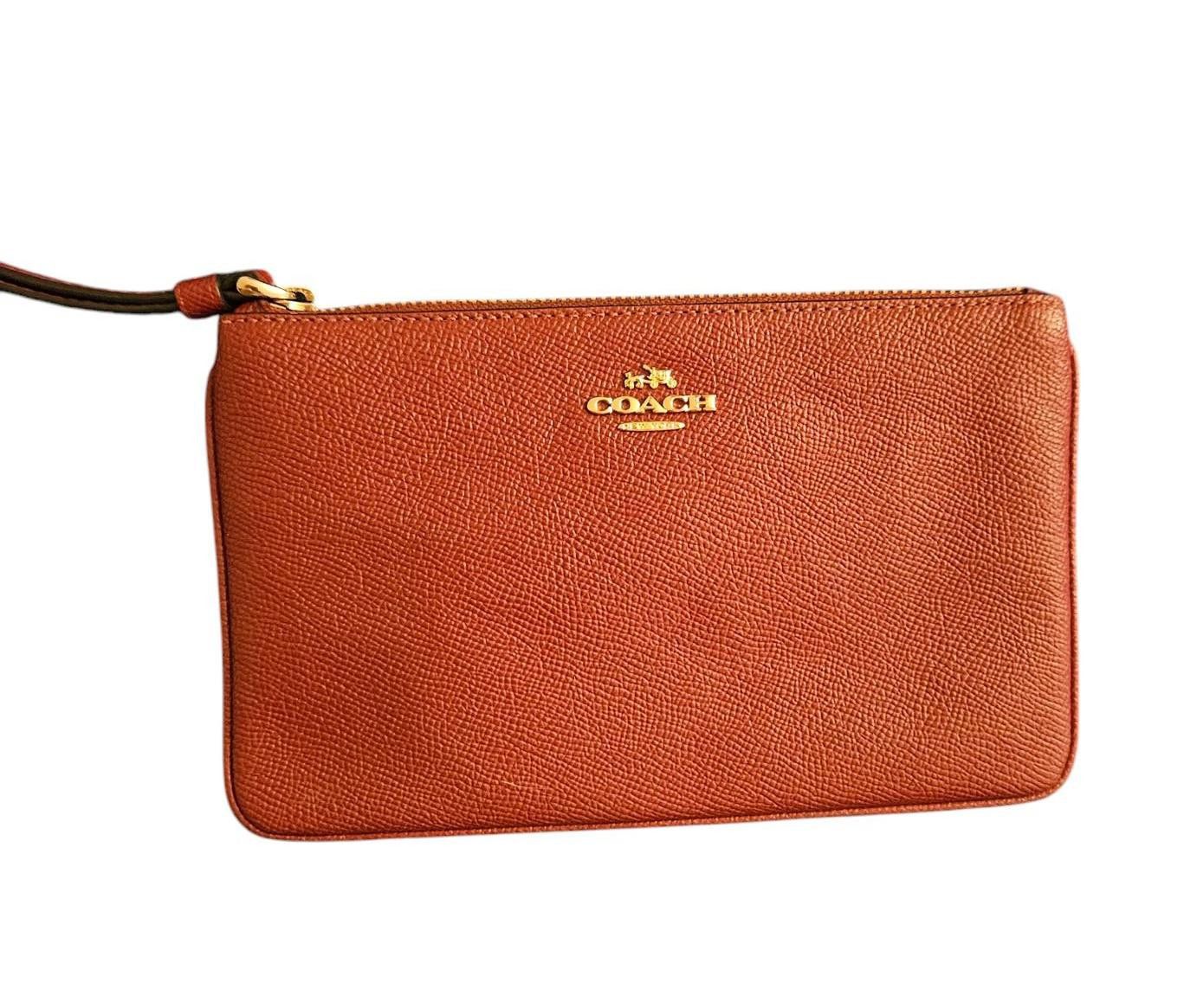 Coach Coach Signature Leather Wristlet Clutch in Burnt Orange Size ONE SIZE - 1 Thumbnail