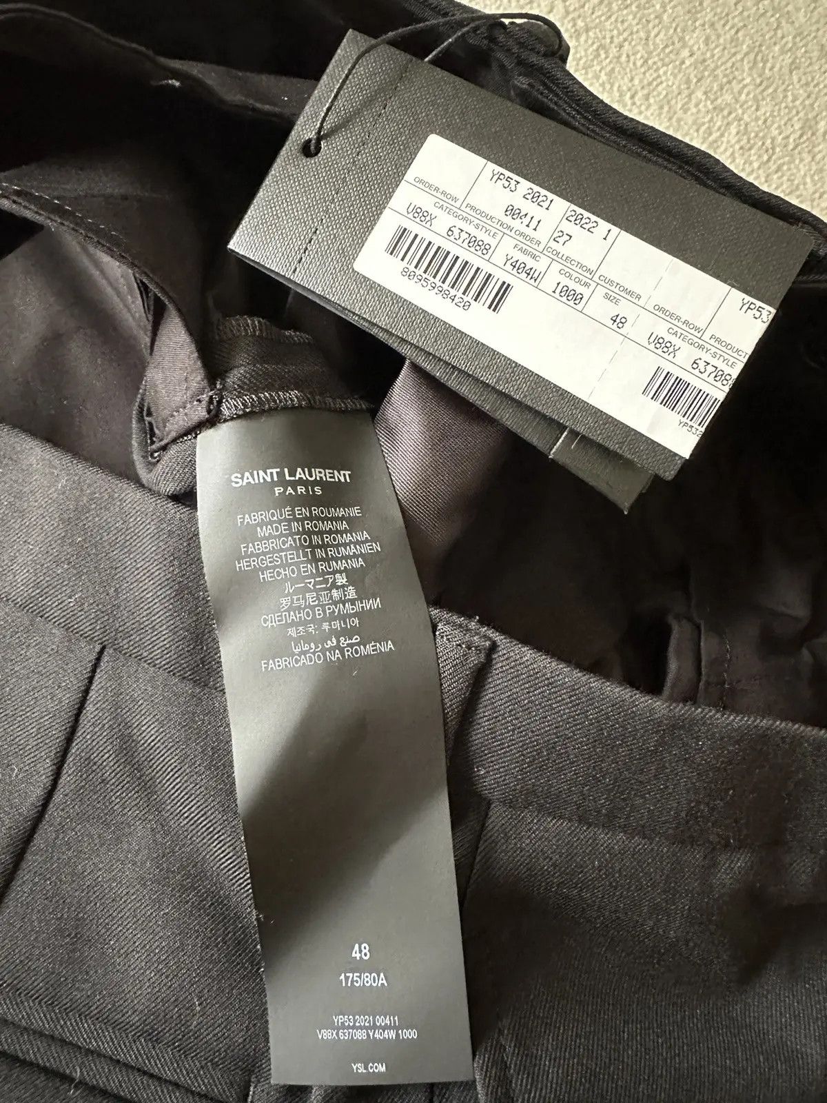Saint Laurent Paris Saint Laurent Gabardine Black Slim Suit 48 NWT Size 48R - 9 Thumbnail