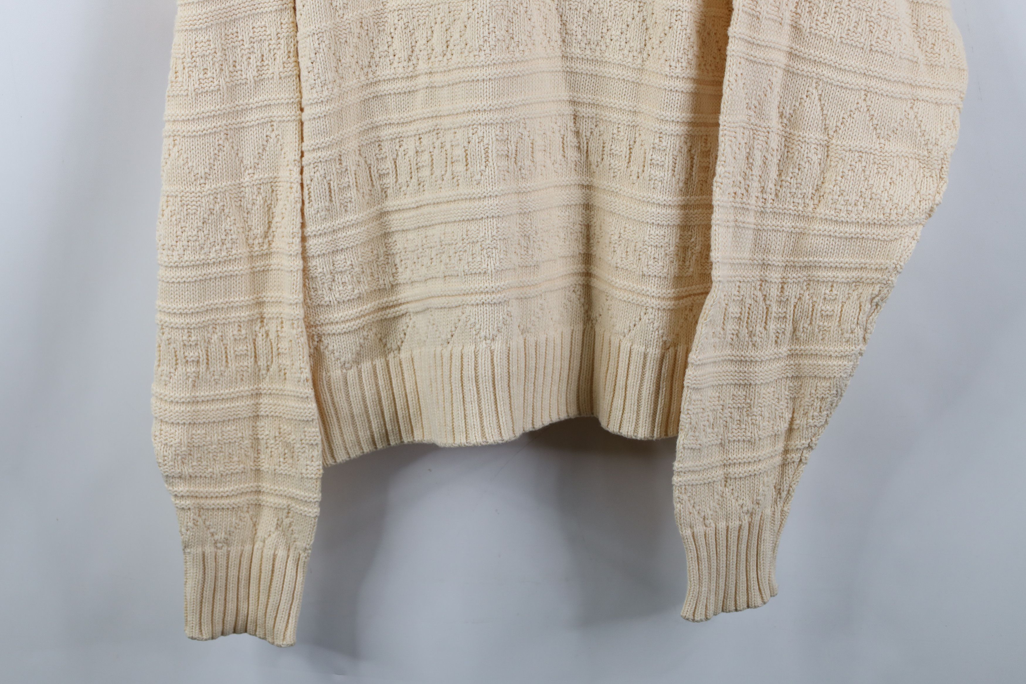 Vintage Vintage 90s Streetwear Cotton Knit Crewneck Sweater Beige Size US M / EU 48-50 / 2 - 3 Thumbnail